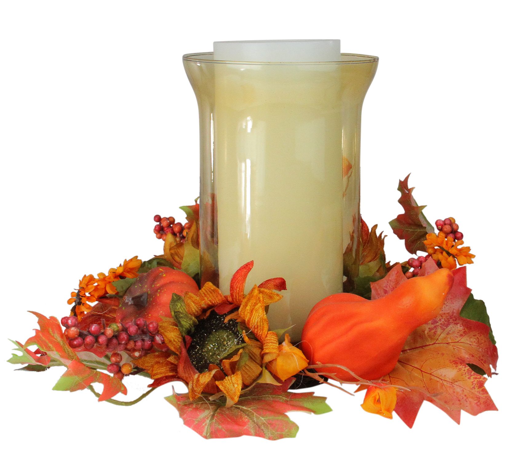 Northlight Sunflower & Pumpkin Hurricane PillarCandle Holder
