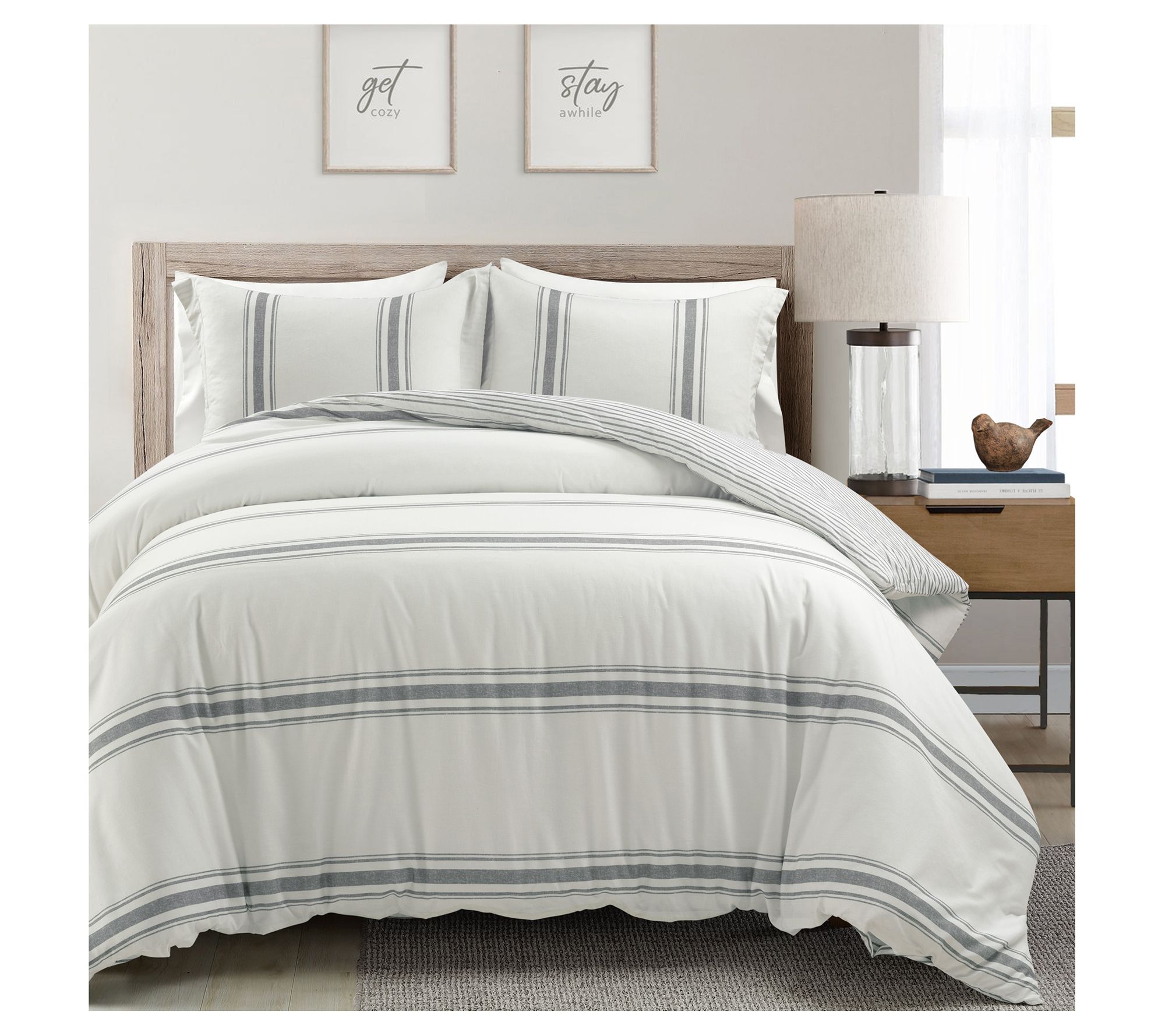 Lush Decor Farmhouse Stripe Duvet Cover Set Full Queen QVC Com   H347177.001