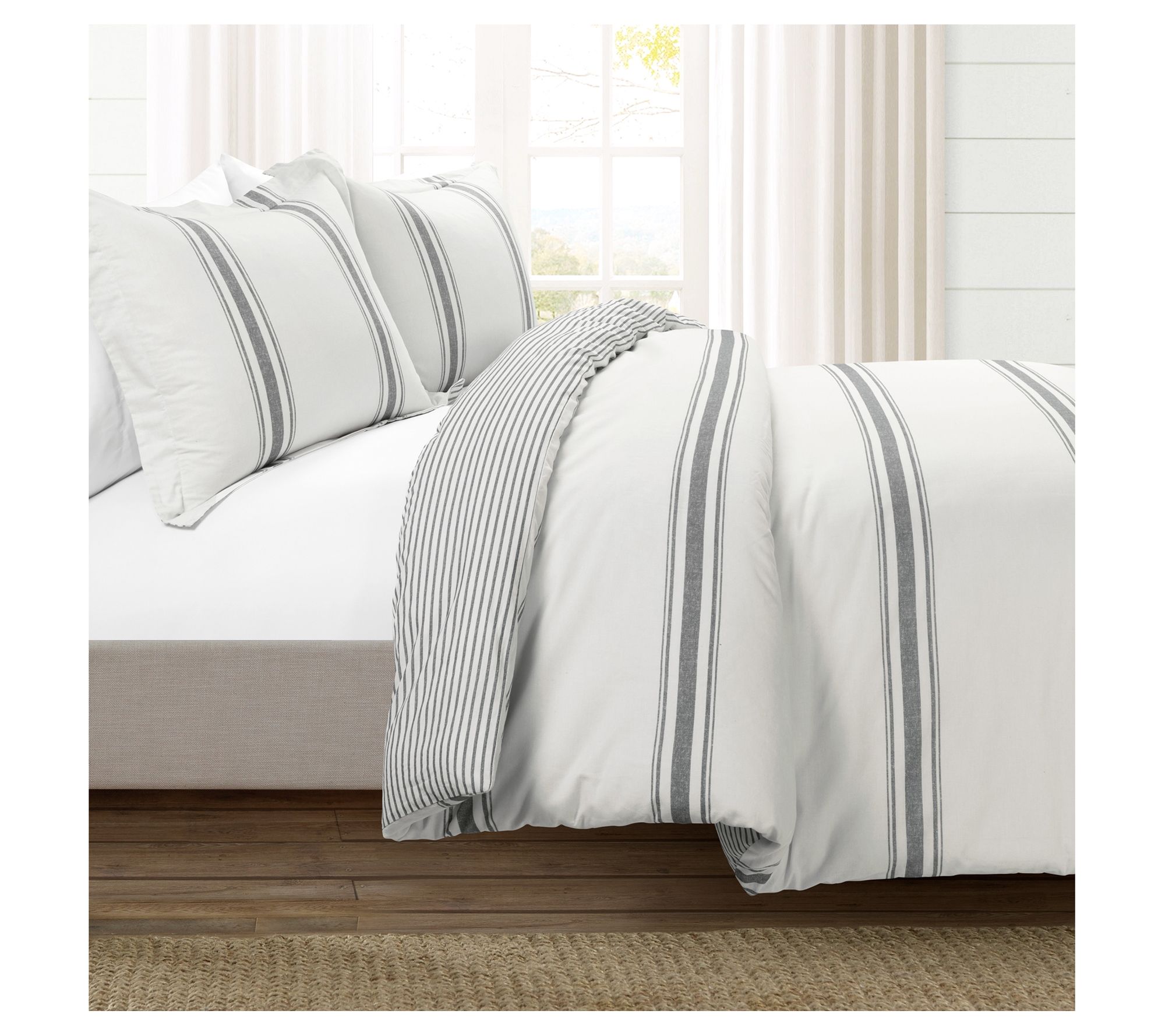 Lush Decor Farmhouse Stripe Duvet Cover Set Full Queen QVC Com   H347177.002