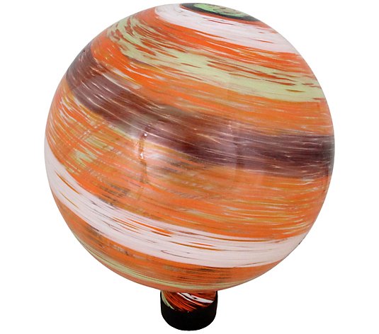 Northlight Orange and Green Swirl Designed Gazing Ball