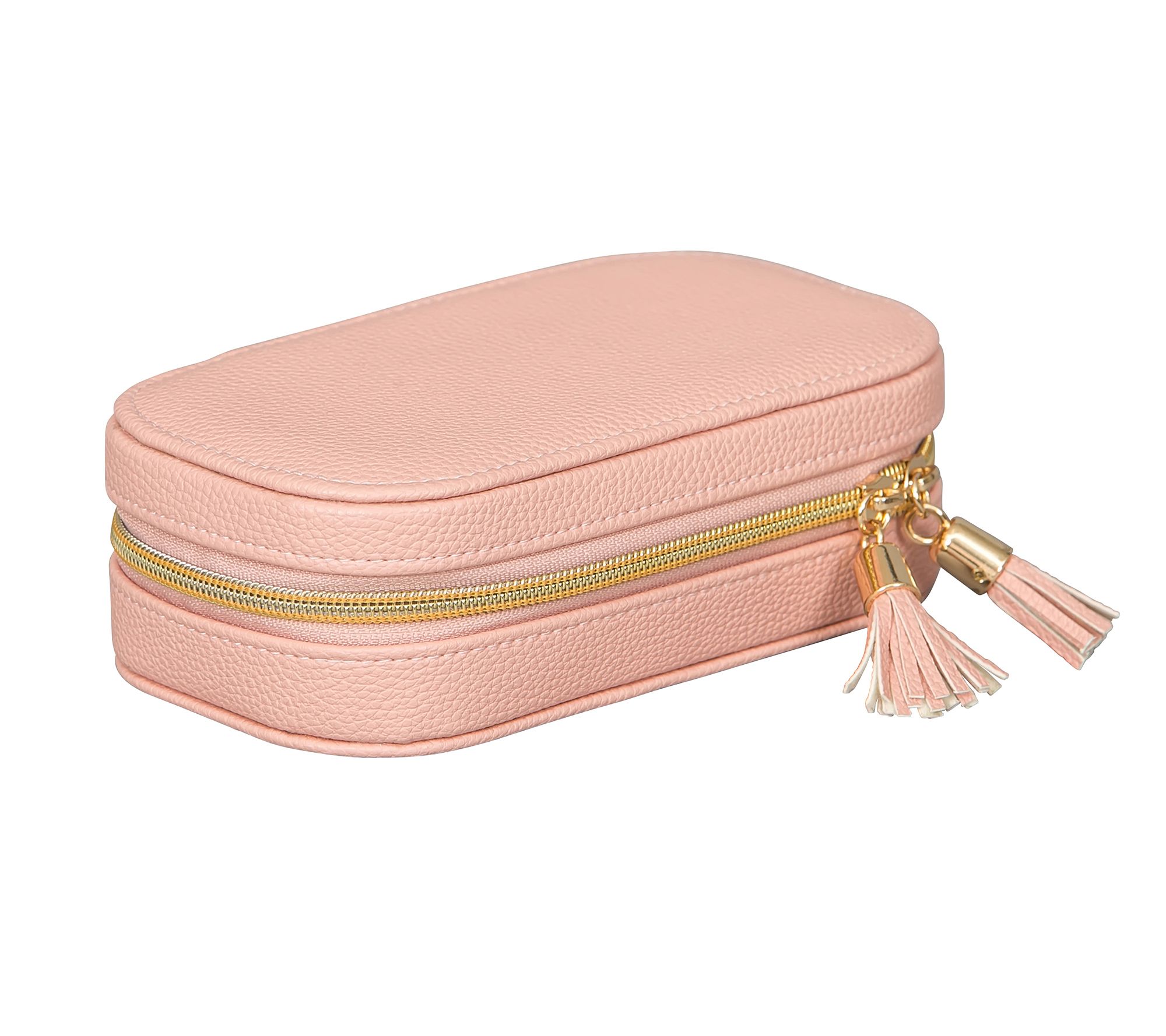 Mele & Co. Lucy Travel Jewelry Case in Pink Faux Leather - QVC.com