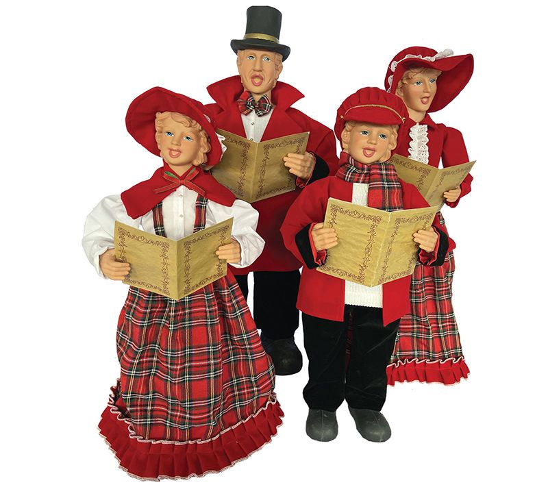 Red Plaid Carolers Set of 4 by Santa's Workshop27" to 37"