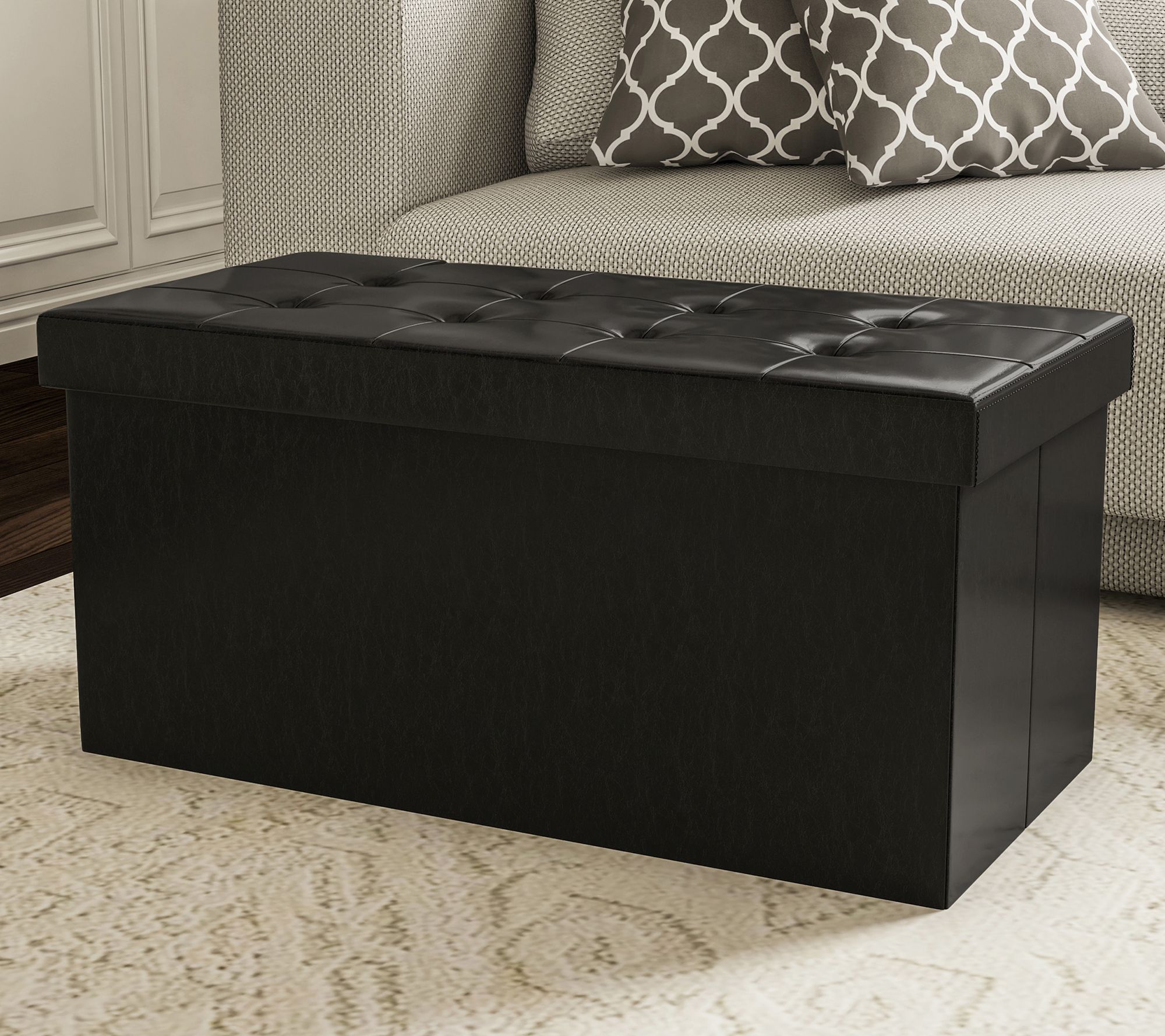 Storage Ottoman-Faux Leather Bench with Lid - Hastings Home