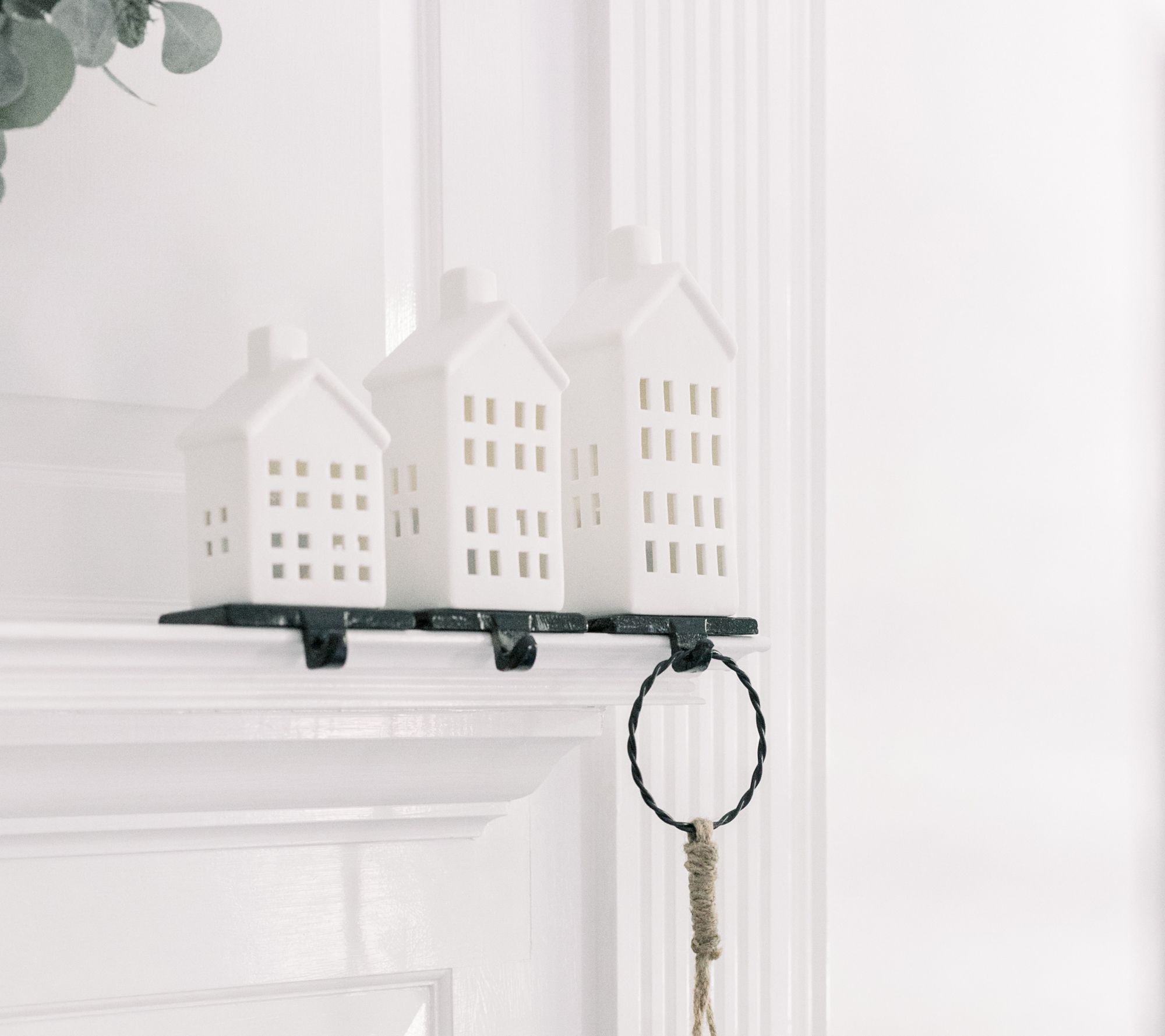 "As Is" Set of 3 Lit Porcelain House Stocking Holders by Lauren McBride