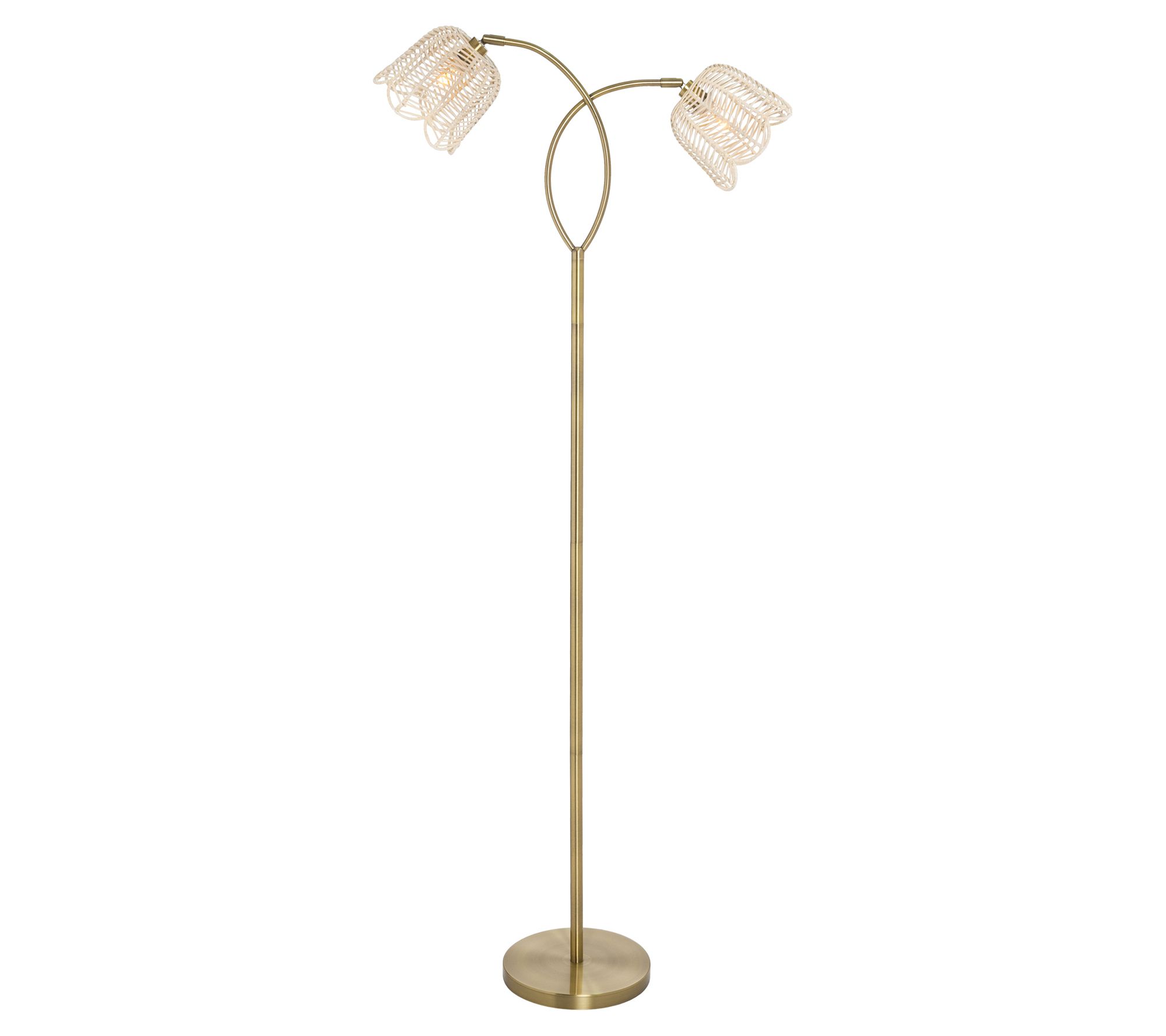 River of Goods 67.5"H Metal Floor Lamp with Rattan Shades