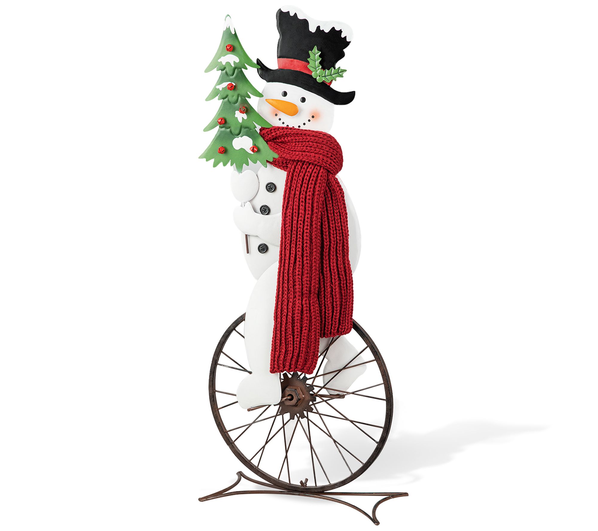 Glitzhome 32" Metal Snowman Bicycle Porch Signecor