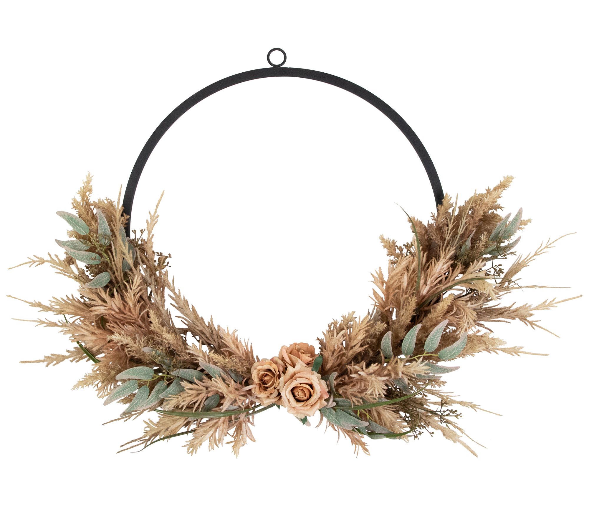 Northlight Fall Harvest Pale Rose & Thistle w/Foliage Wreath