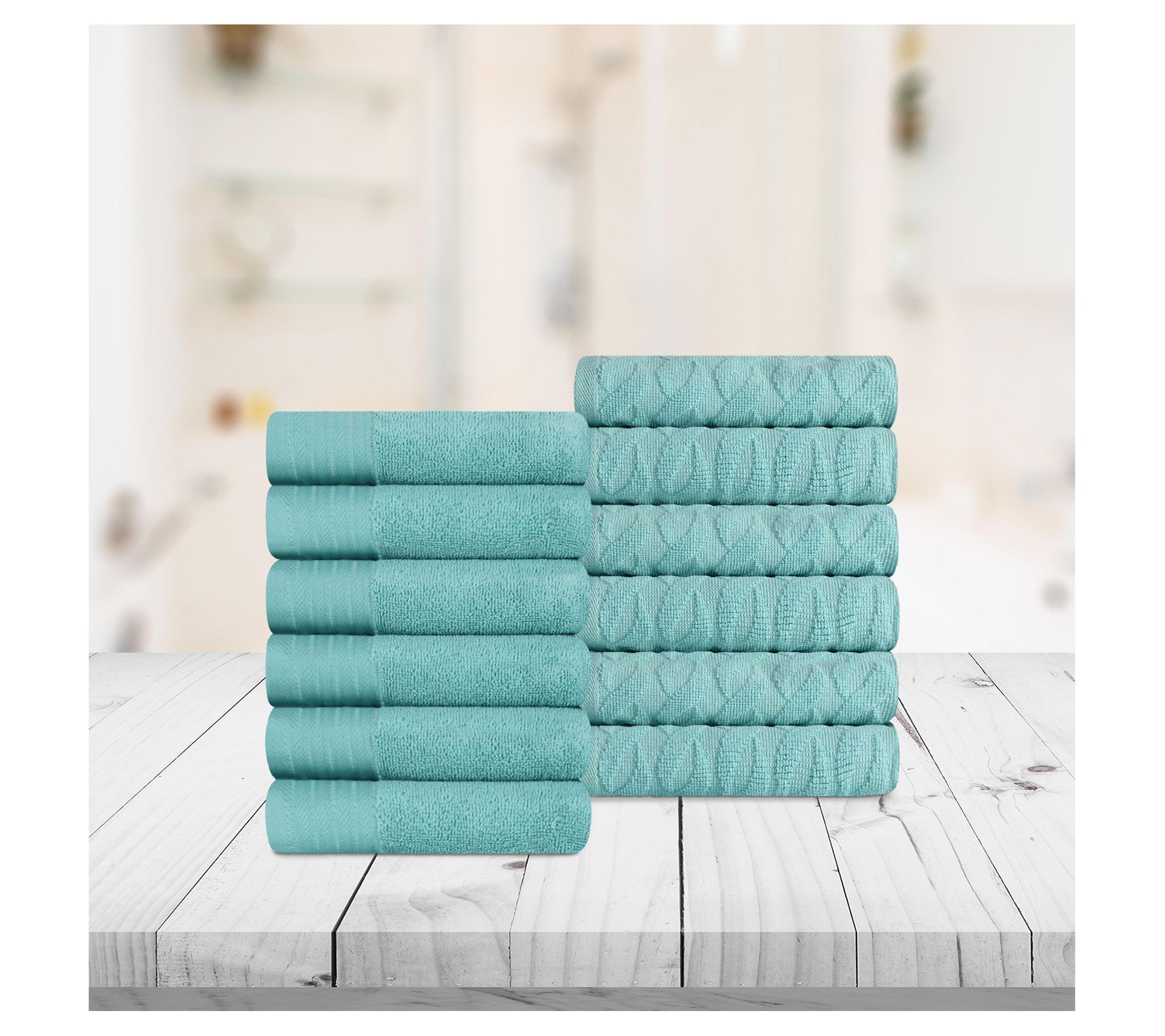 Superior Turkish Cotton 12PC Washcloth Towels