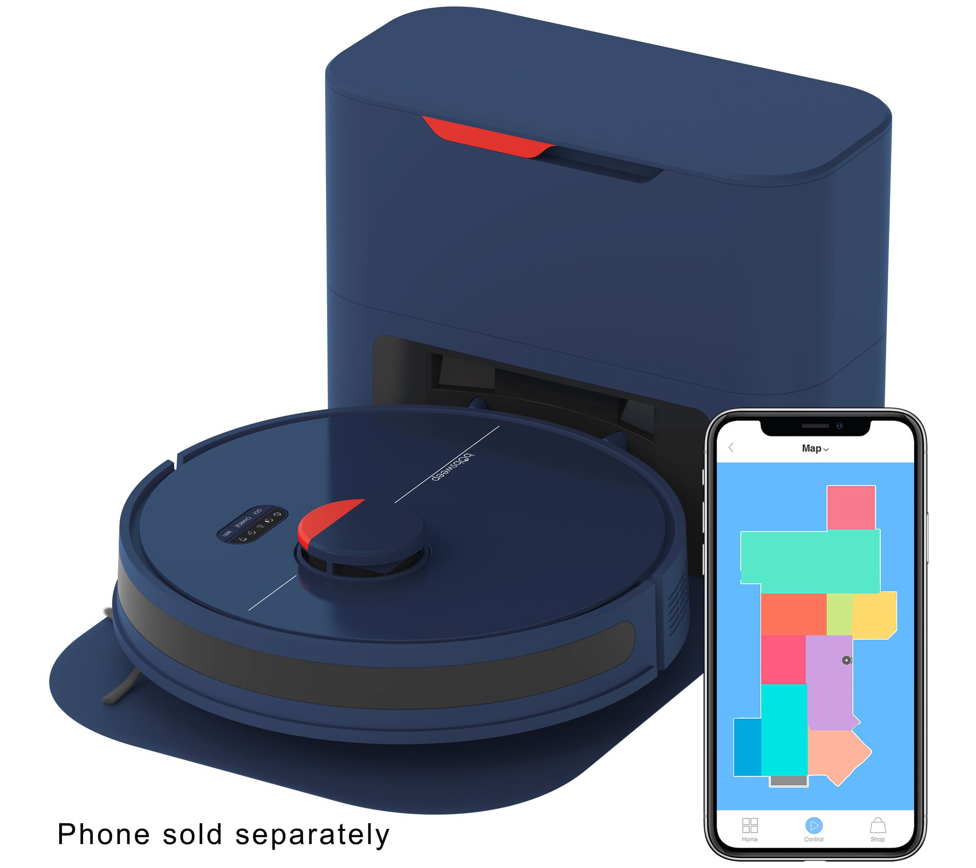 bObsweep Dustin Wi-Fi Self-Emptying Robot Vacuum and Mop