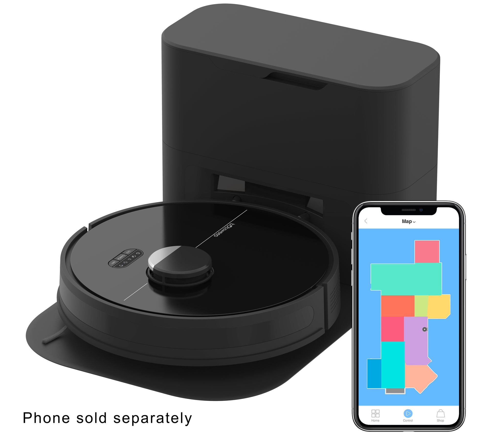 bObsweep Dustin Wi-Fi Self-Emptying Robot Vacuum and Mop