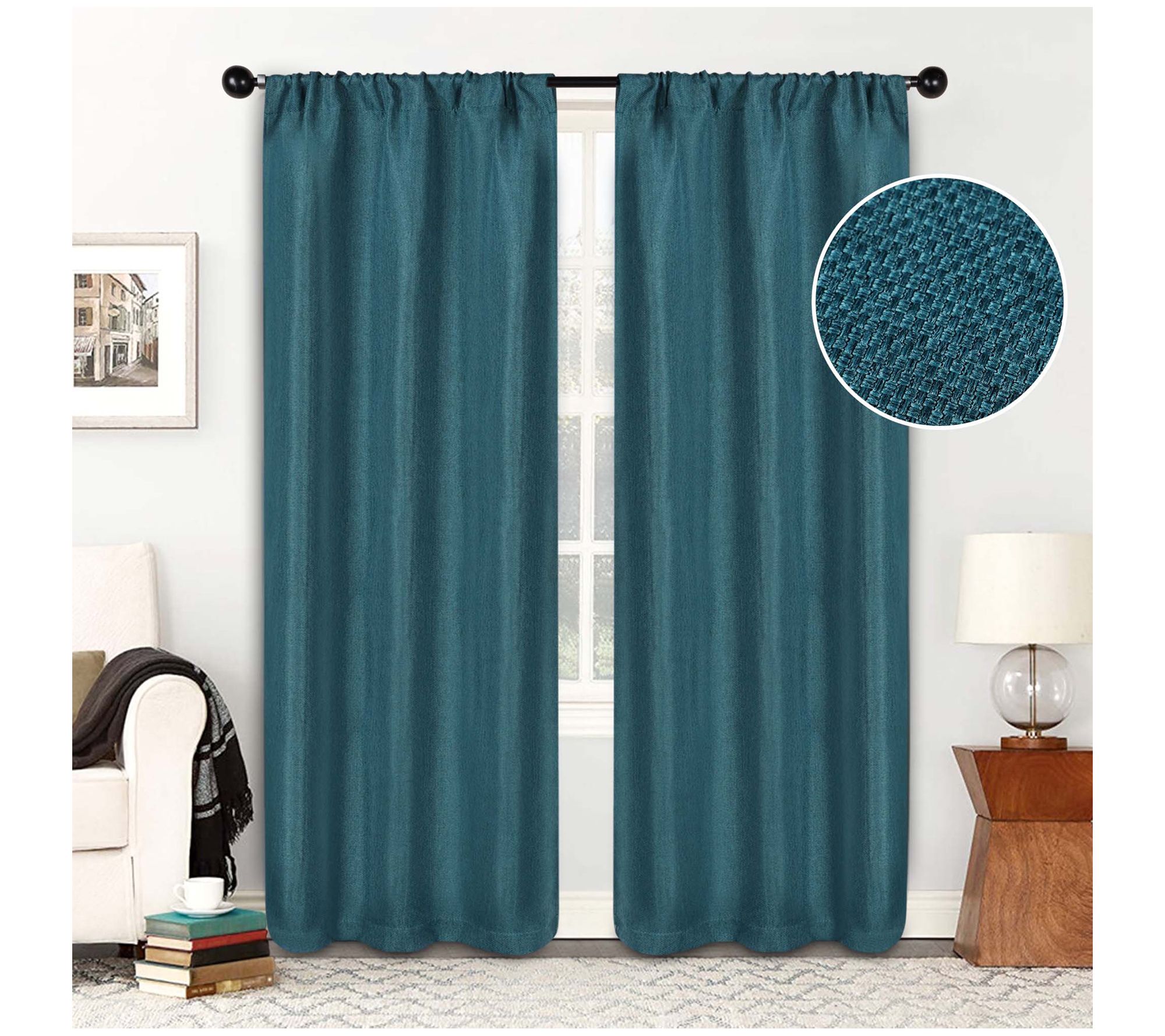 Superior Jaxon Textured Blackout Curtain S/2 Panels, 26X84