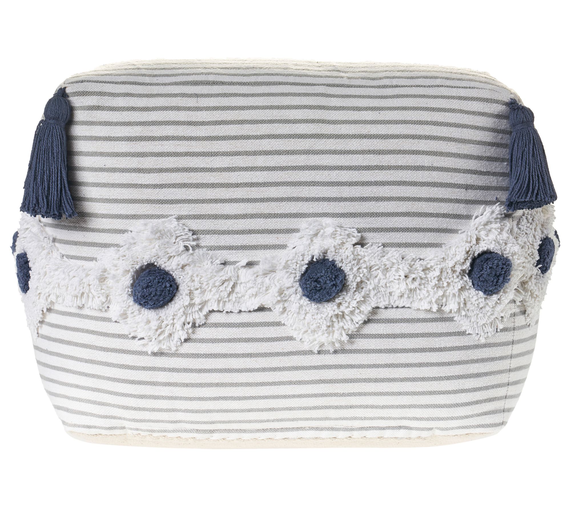 Ox Bay Striped Diamond Hand-Wo ven Cotton Pouf Ottoman