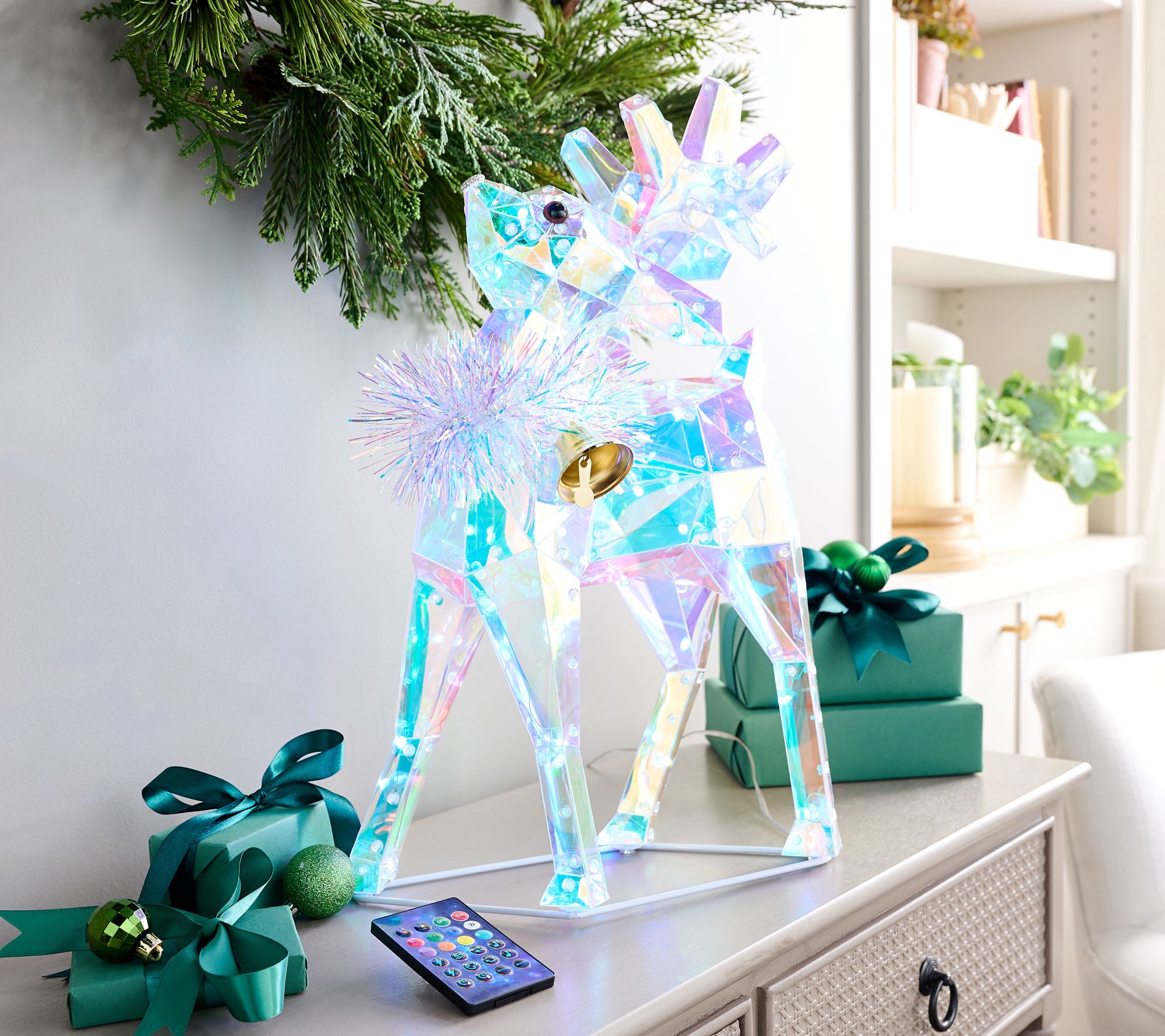 Kringle Express 18" In/Outdoor RGB Holographic Reindeer with Remote