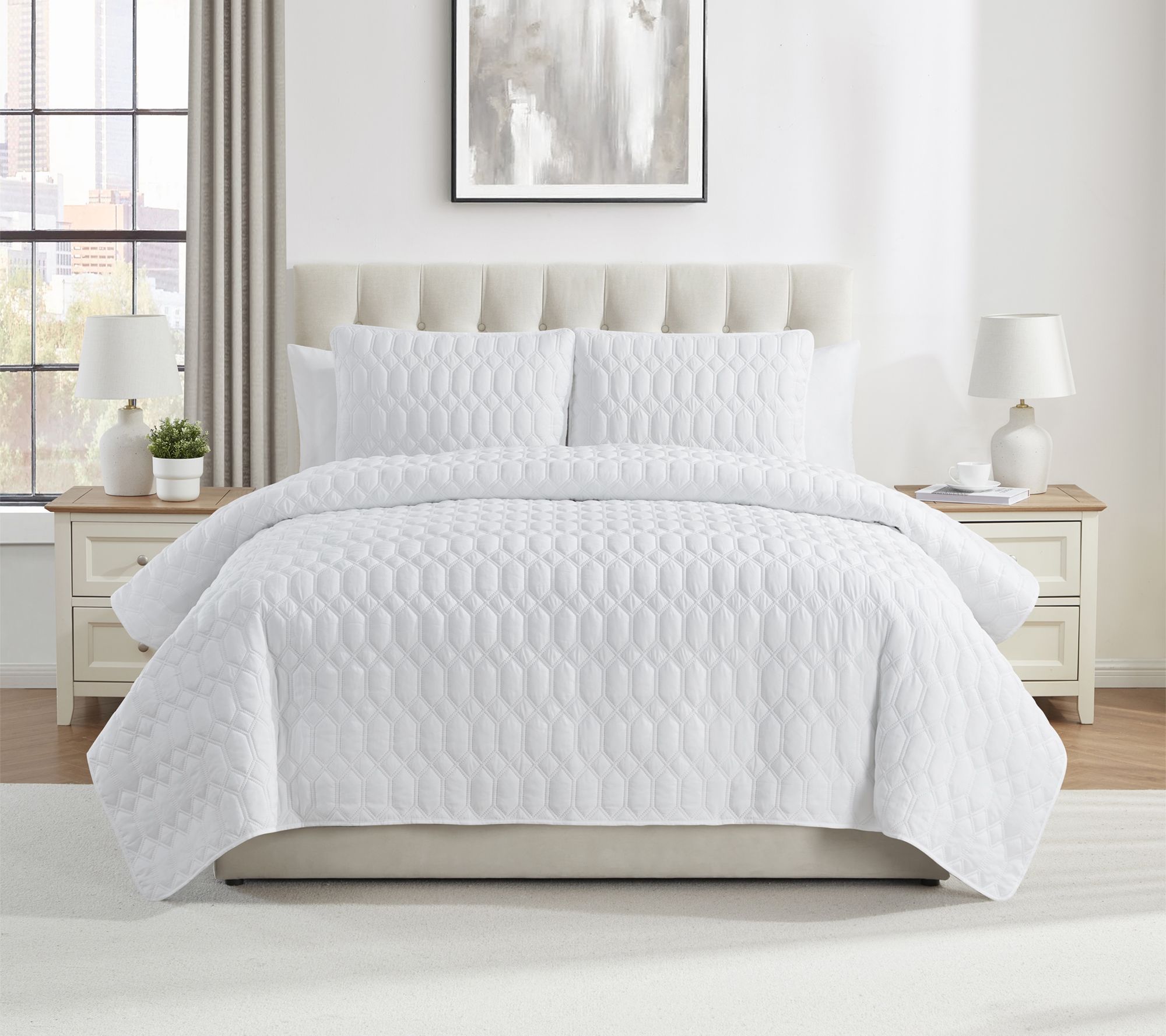 VCNY Home Diamond 3pc Textured Quilt Set, Full/Queen