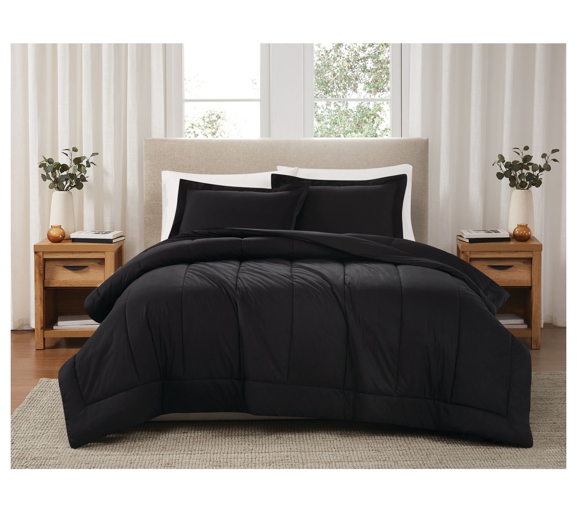 Brooklyn Loom Solid Cotton Percale King 3-PieceComforter Set