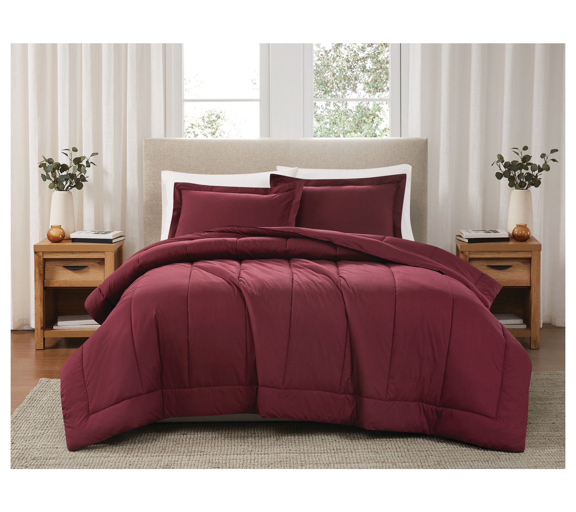 Brooklyn Loom Solid Cotton Percale King 3-PieceComforter Set