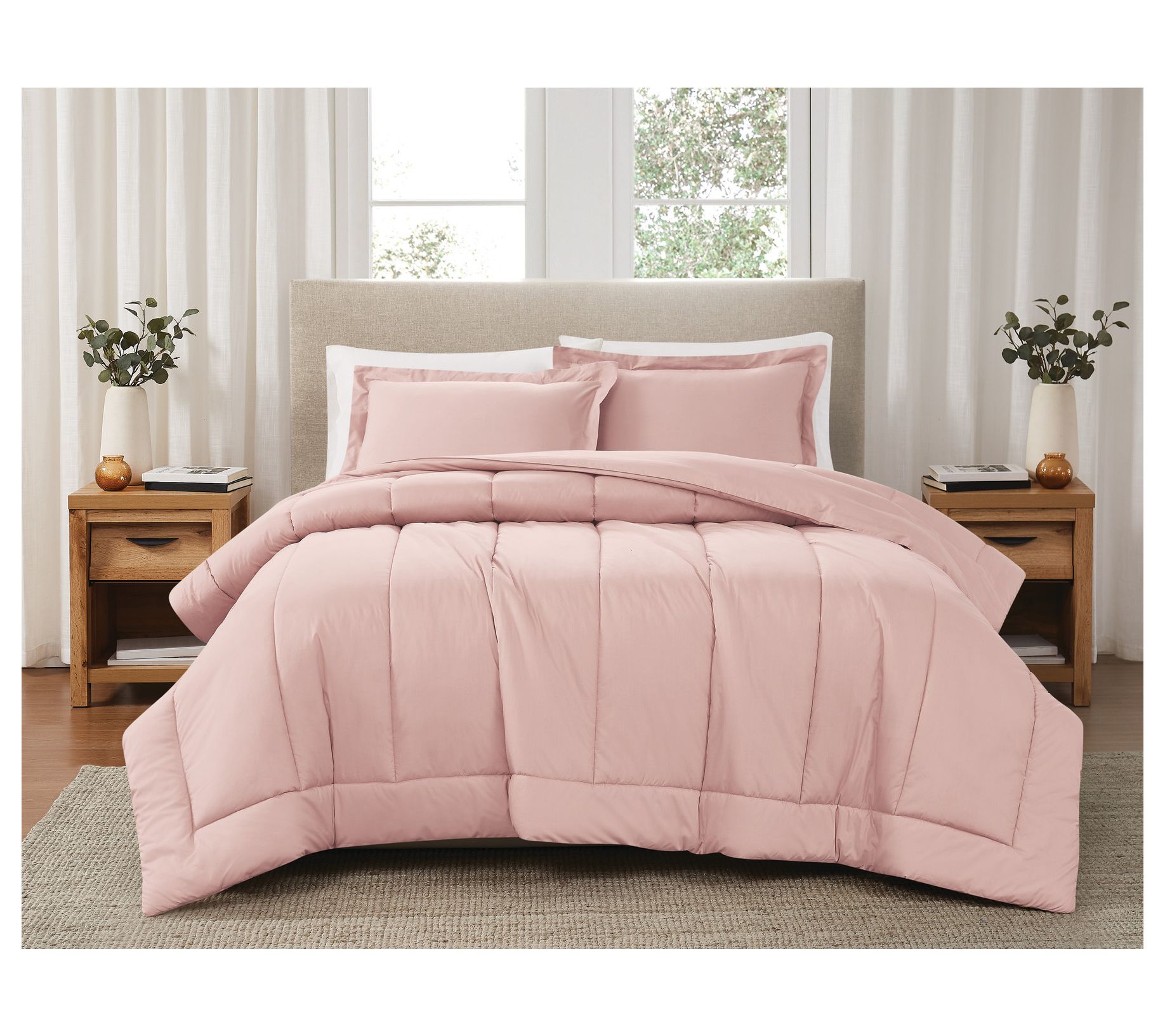 Brooklyn Loom Solid Cotton Percale King 3-PieceComforter Set