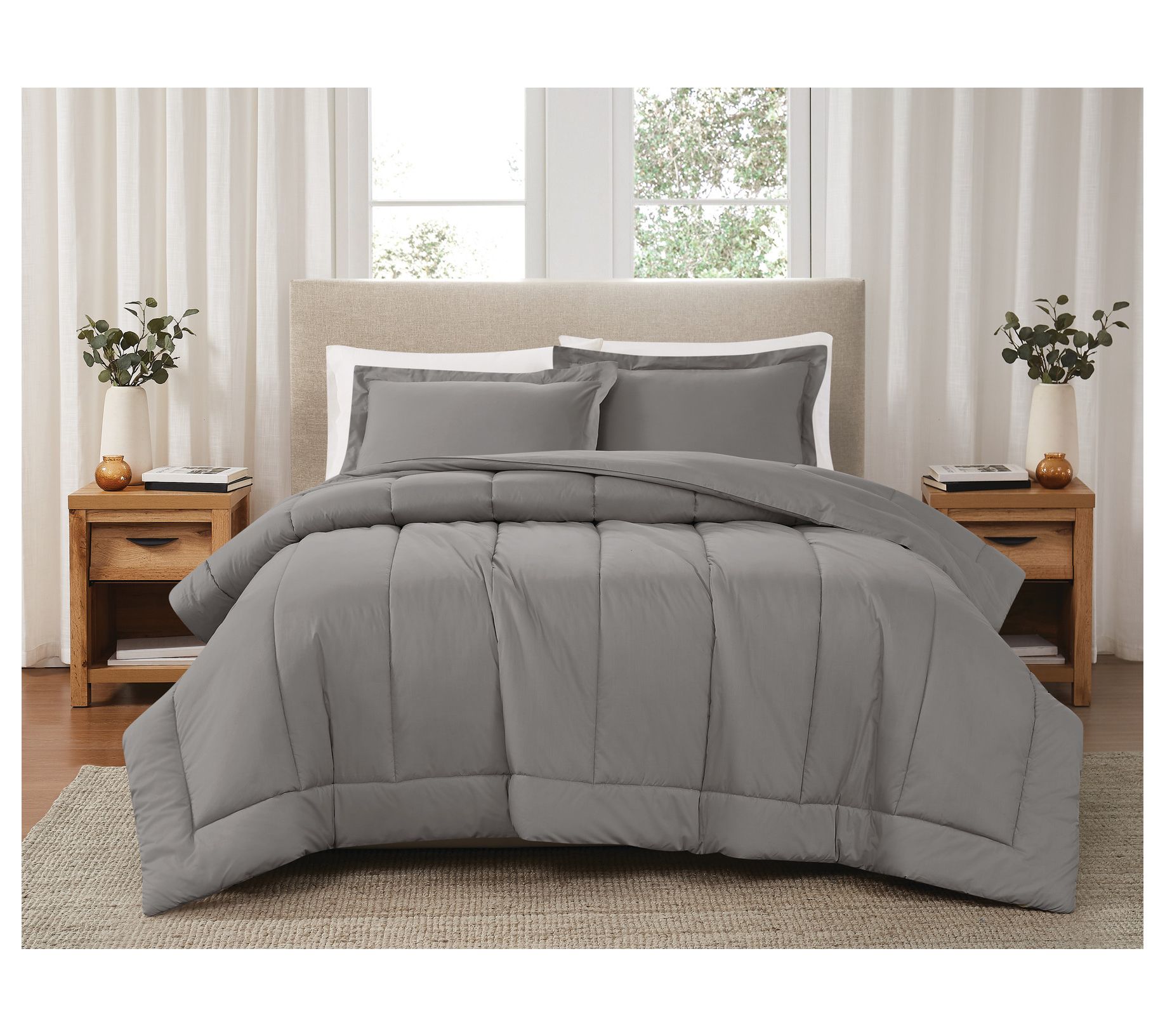 Brooklyn Loom Solid Cotton Percale King 3-PieceComforter Set
