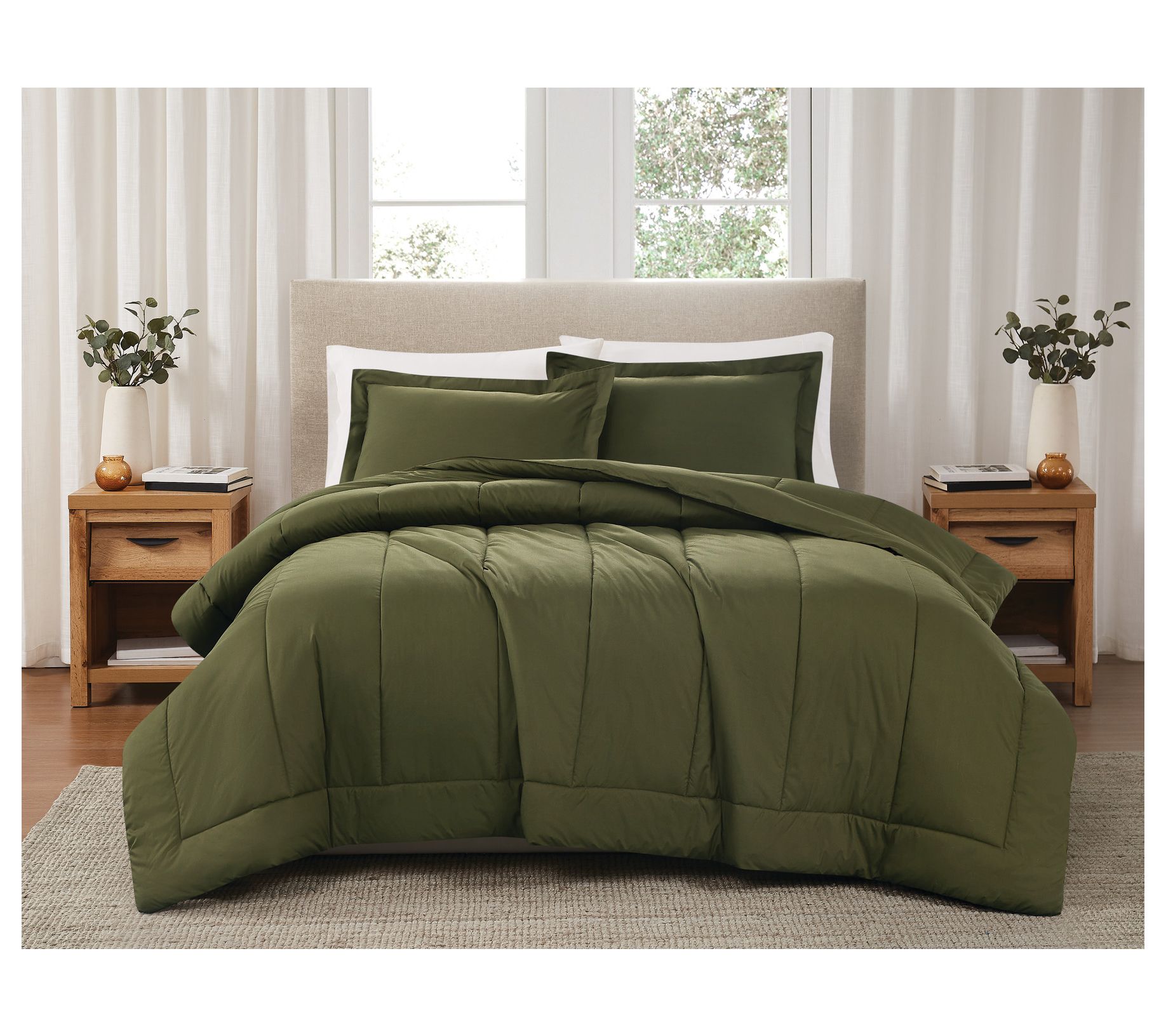 Brooklyn Loom Solid Cotton Percale King 3-PieceComforter Set