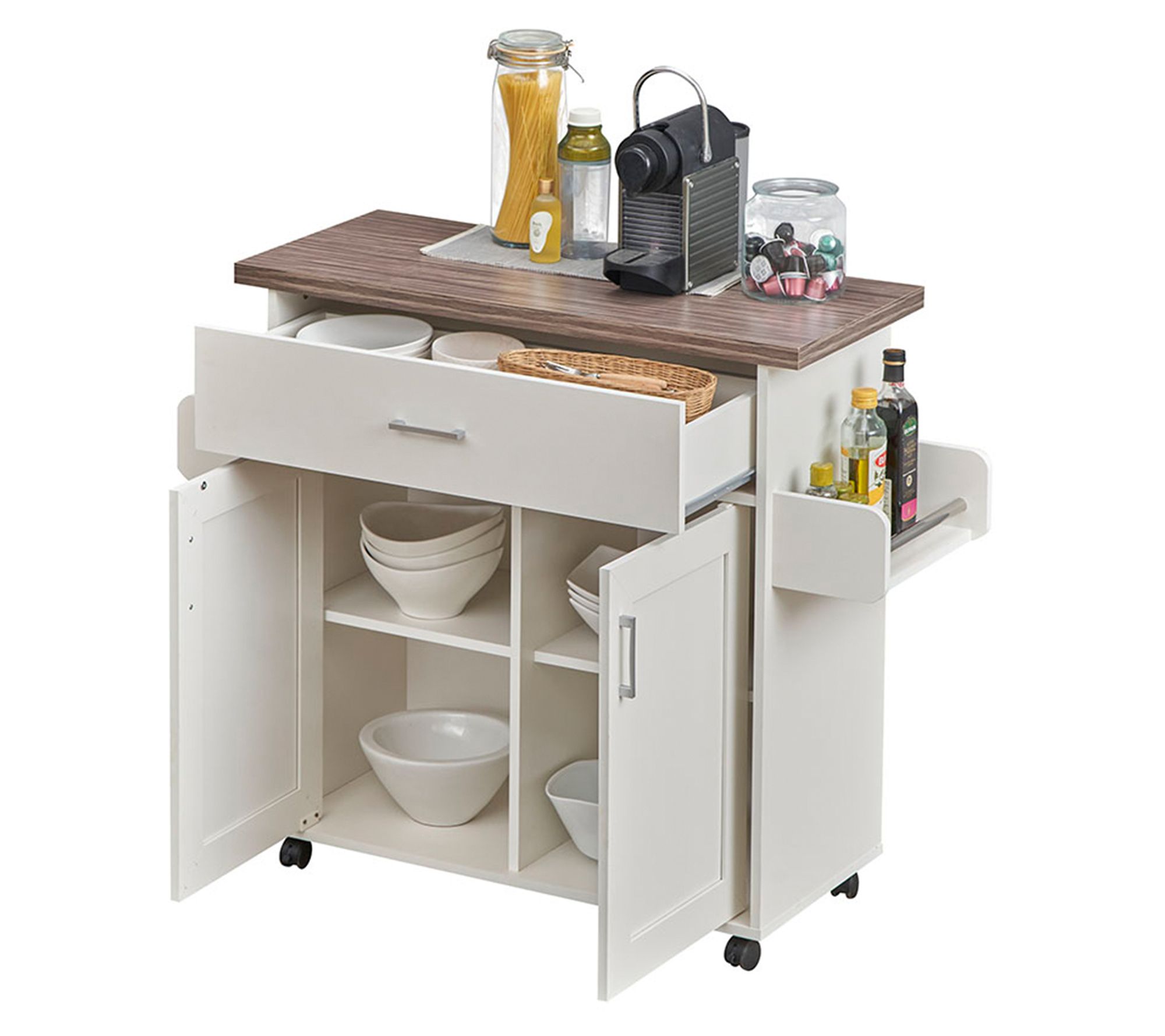 Techni Home Deluxe Kitchen Island Cart w/ WaterResistant Top