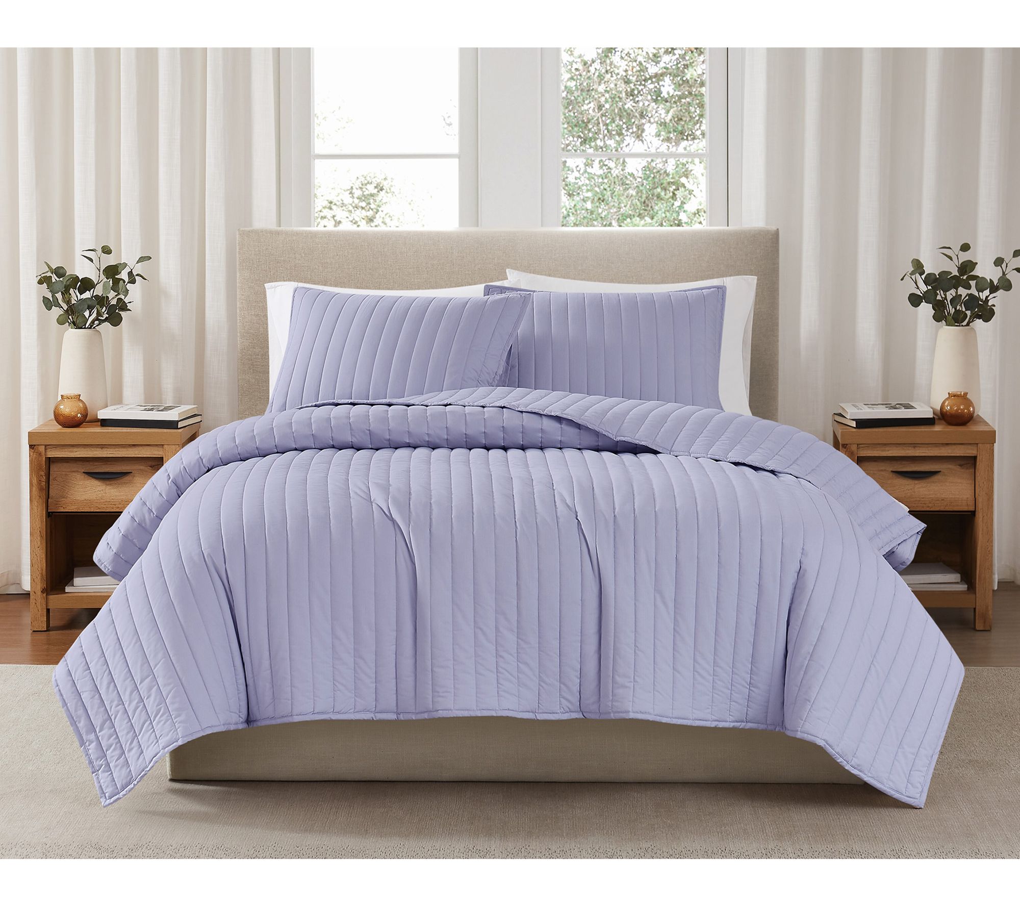 Brooklyn Loom S olid Cotton Per cale Full/Queen 3Piece Quilt S