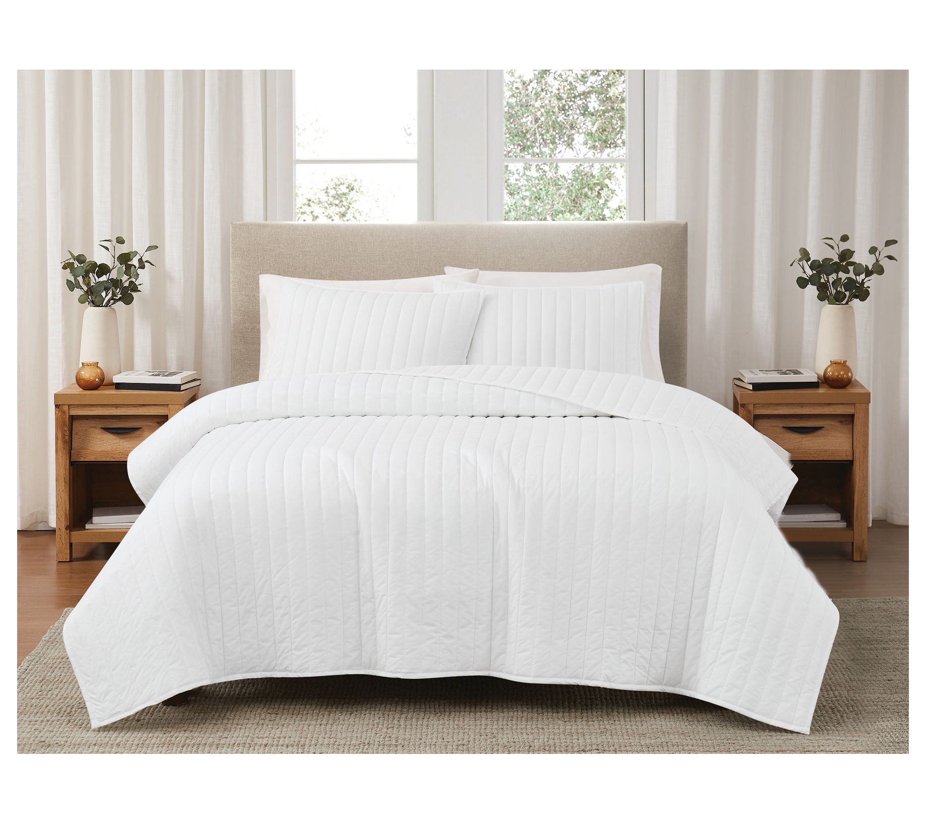 Brooklyn Loom S olid Cotton Per cale Full/Queen 3Piece Quilt S