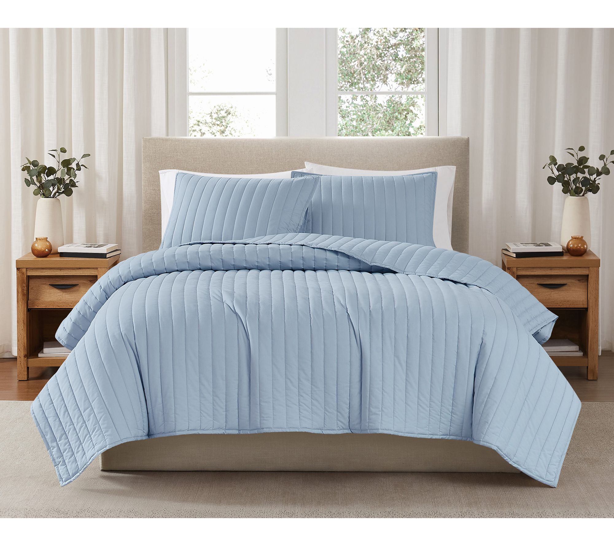 Brooklyn Loom S olid Cotton Per cale Full/Queen 3Piece Quilt S