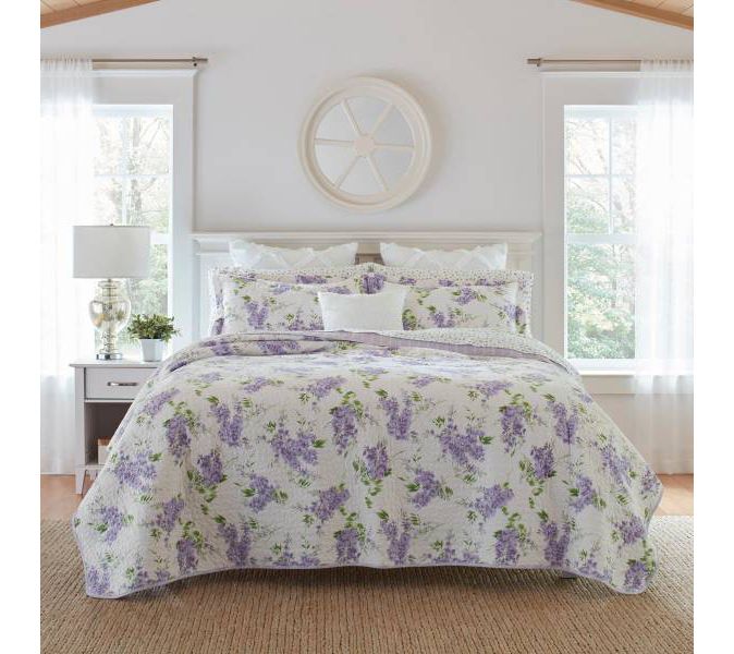 Laura Ashley Keighley Purple King Quilt-Sham Se t