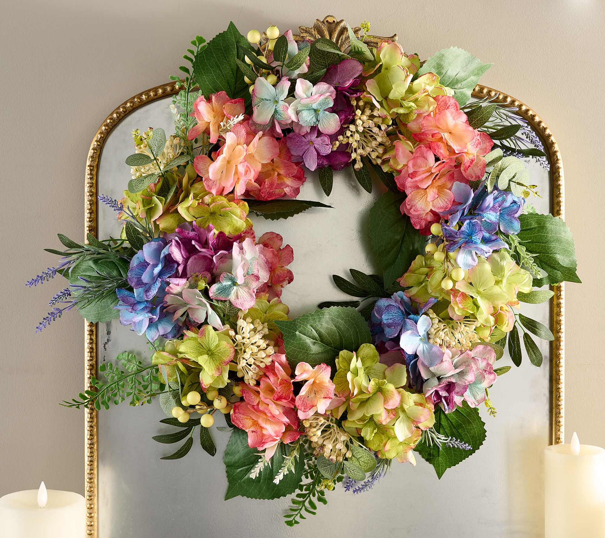 24" Shades of Spring Hydrangea Wreath By Valerie