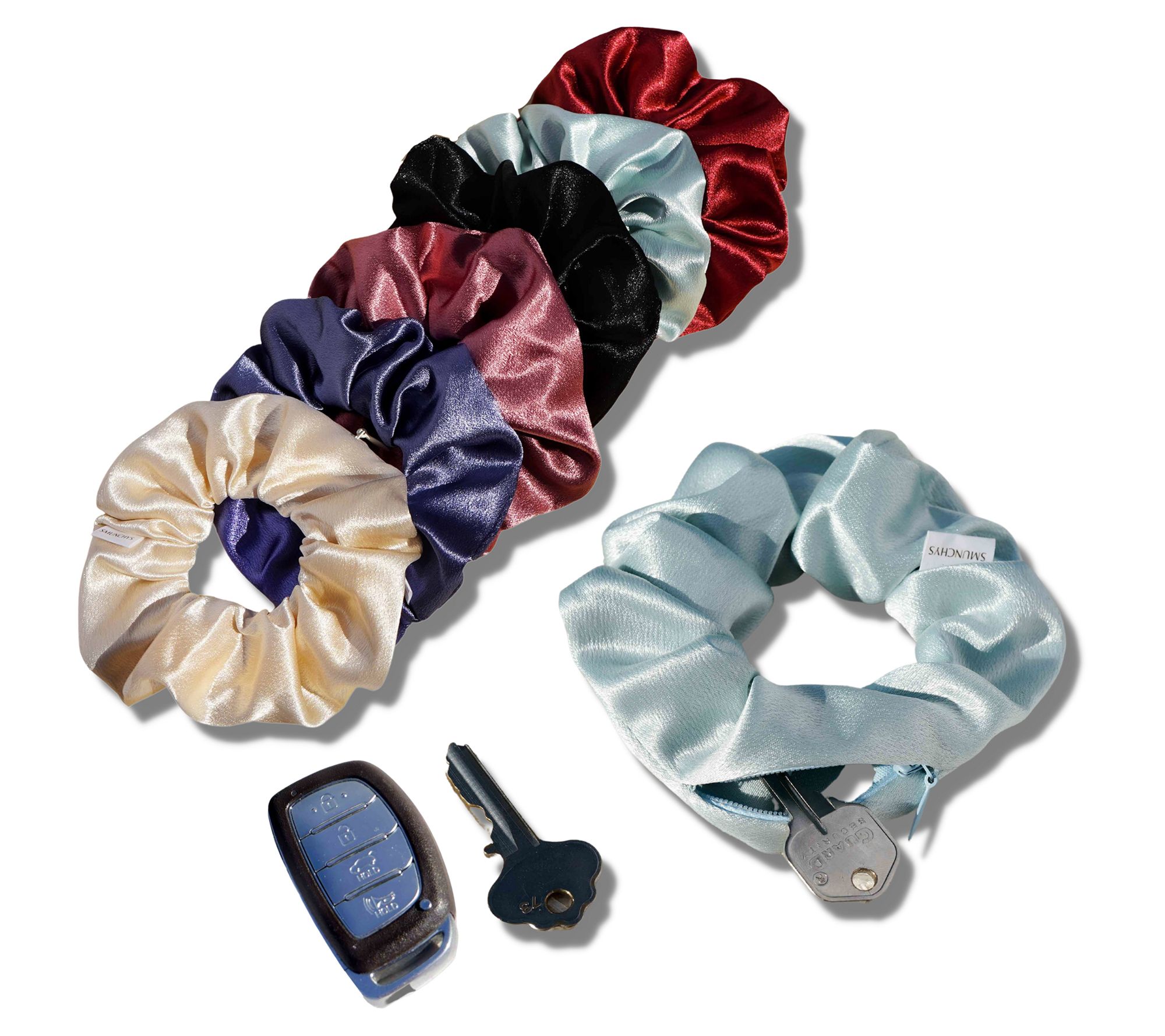 Smunchys S/6 Fashion Scrunchies w/ Hidden Zipper Pockets
