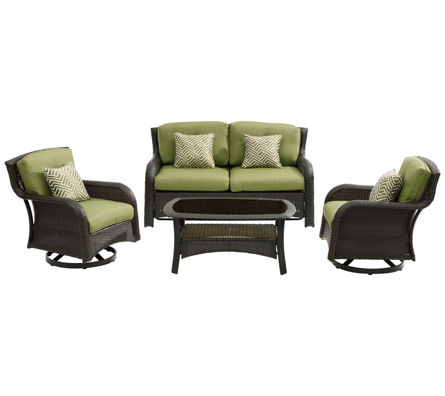 Hanover Strathmere 4pc Lounge Set w/ Loveseat/2 Swivel Chairs - QVC.com
