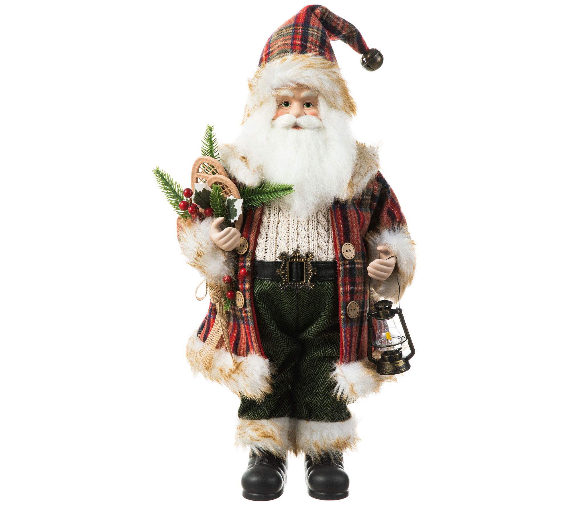 Glitzhome 18"H Faux Fur Giving Santa ChristmasFigurine