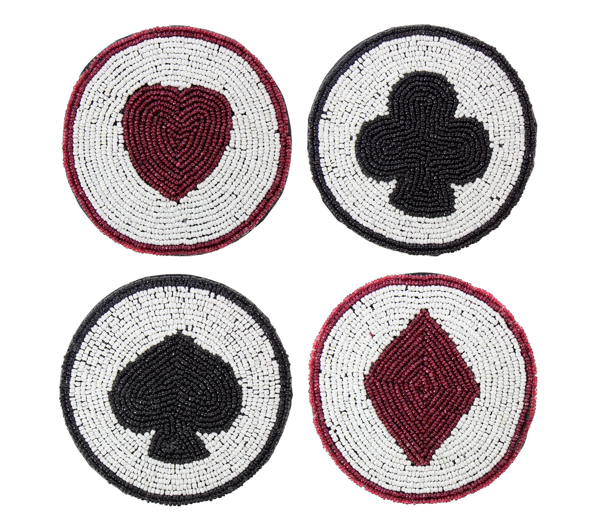 Global Crafts Hand Embroidered Glass Bead Coasters, Set of 4