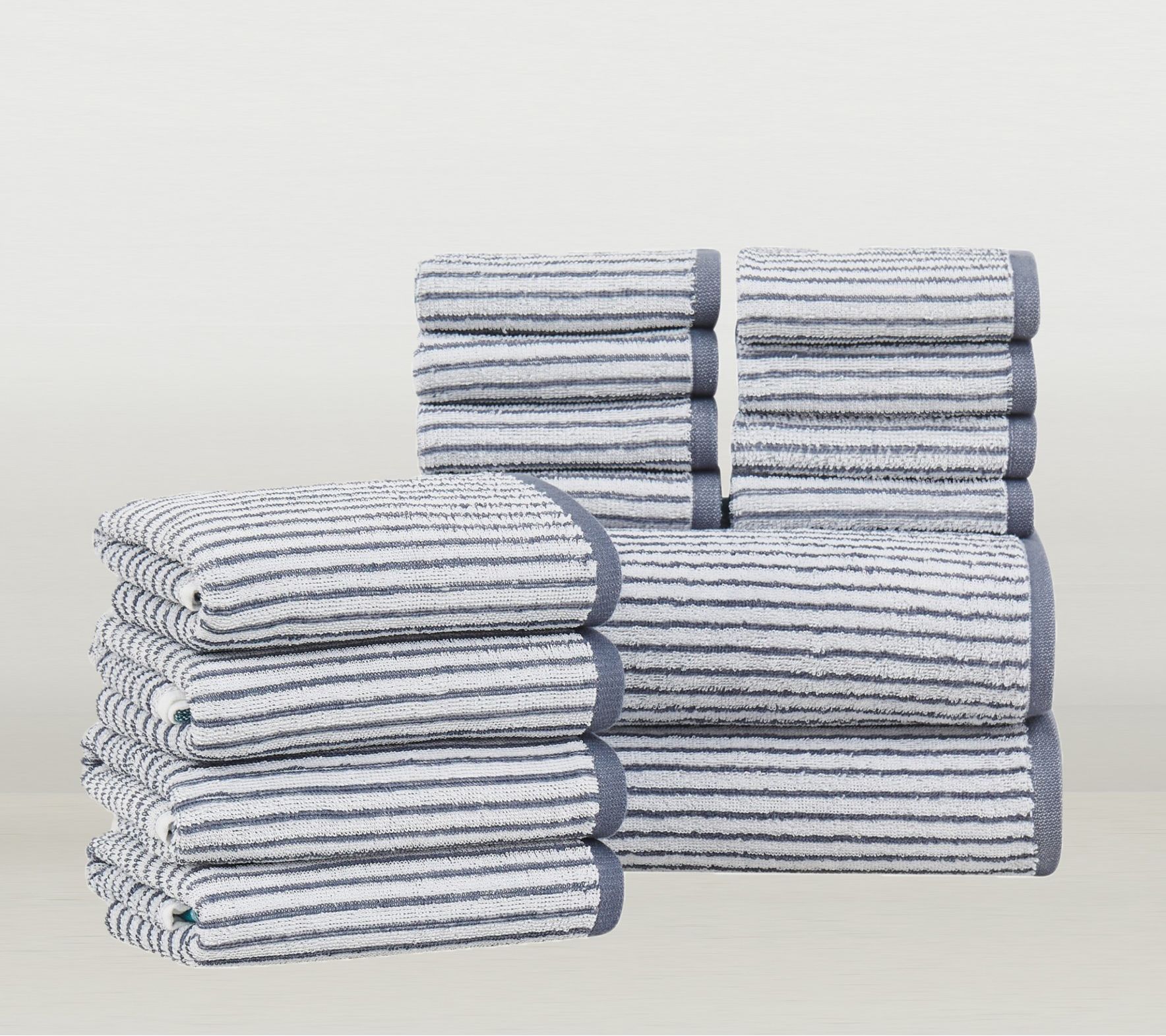 Brooklyn Loom Everyday Jacquard Stripe 14-PieceTowel Set