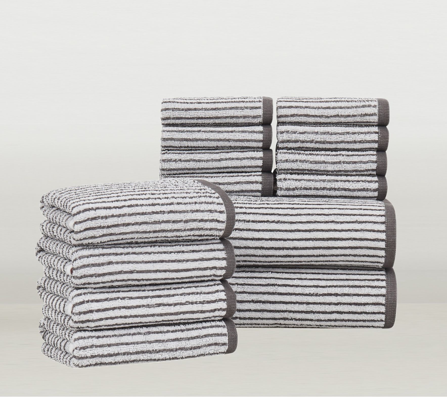 Brooklyn Loom Everyday Jacquard Stripe 14-PieceTowel Set