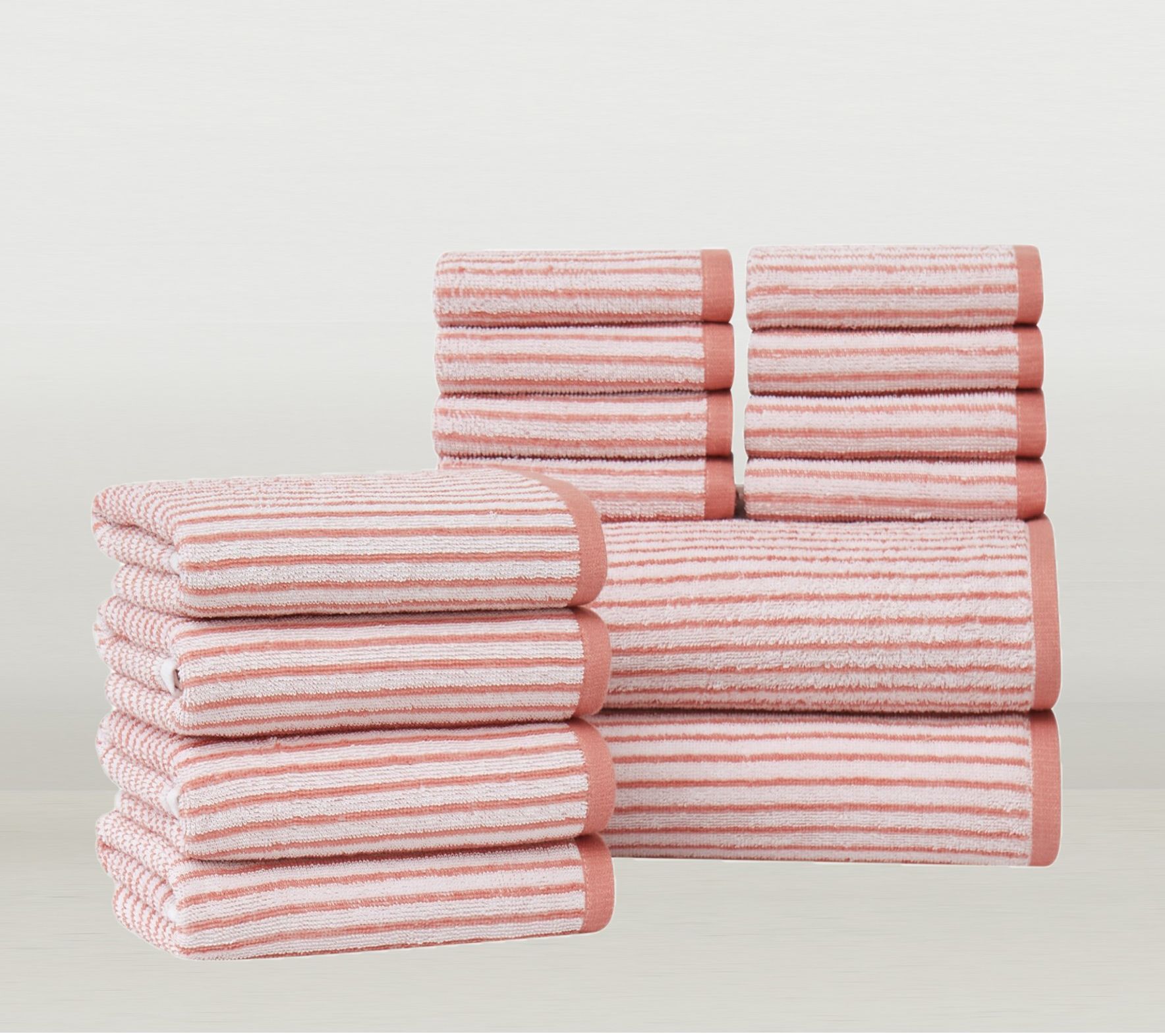 Brooklyn Loom Everyday Jacquard Stripe 14-PieceTowel Set