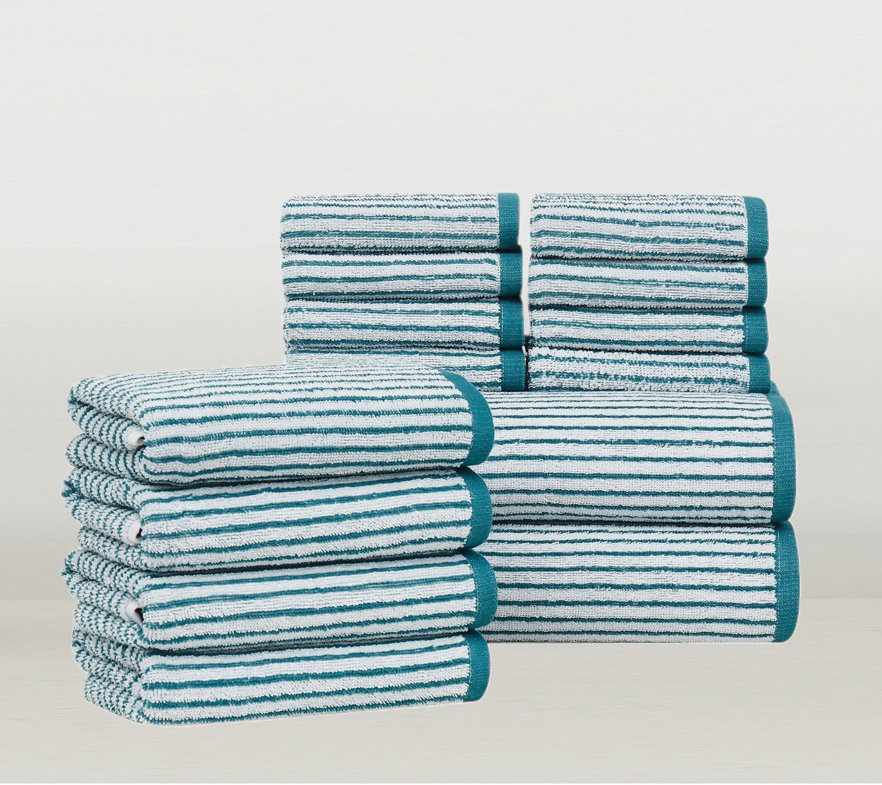 Brooklyn Loom Everyday Jacquard Stripe 14-PieceTowel Set