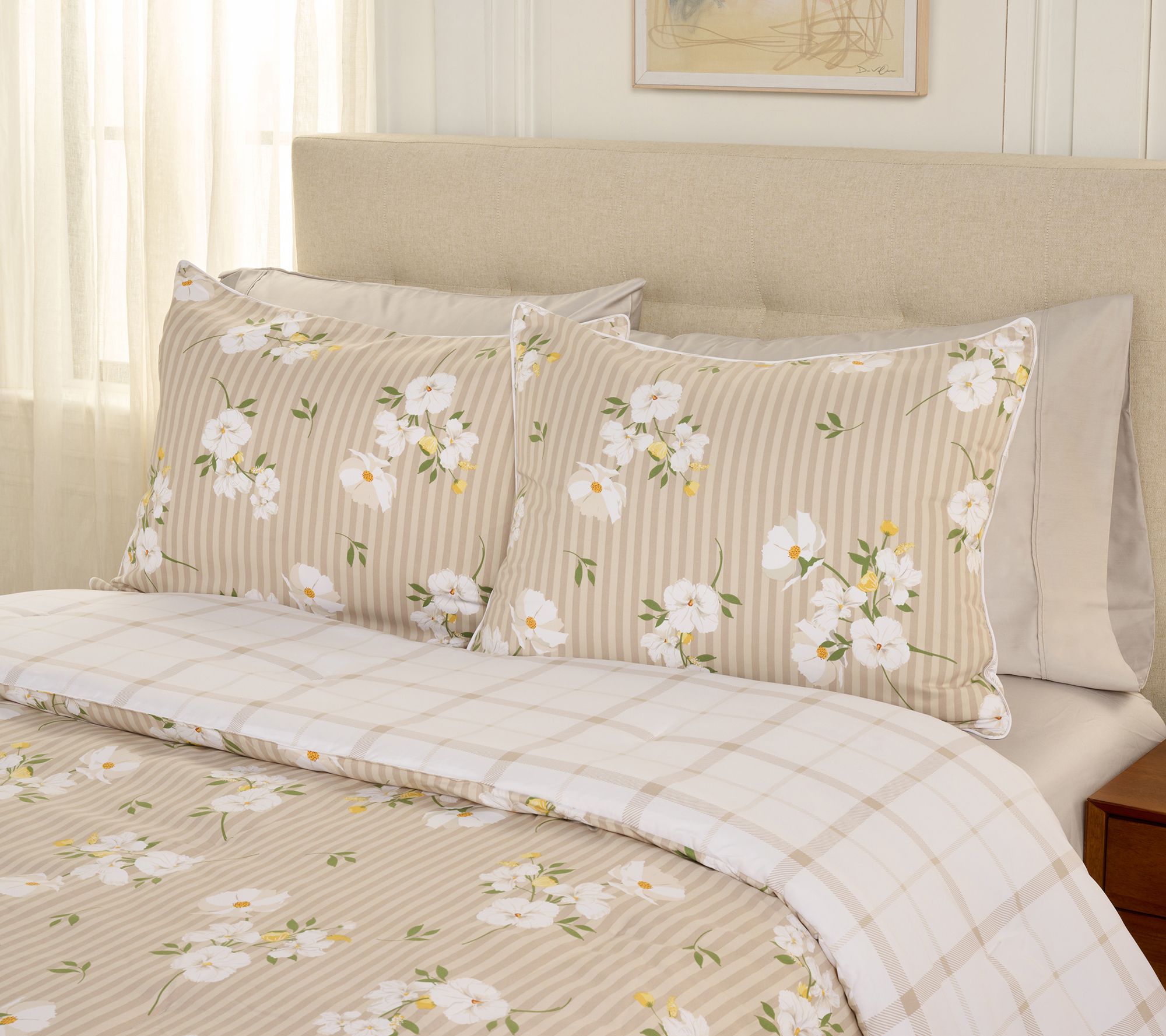 Home Reflections Floral Stripe Comforter & Sham Set- Queen