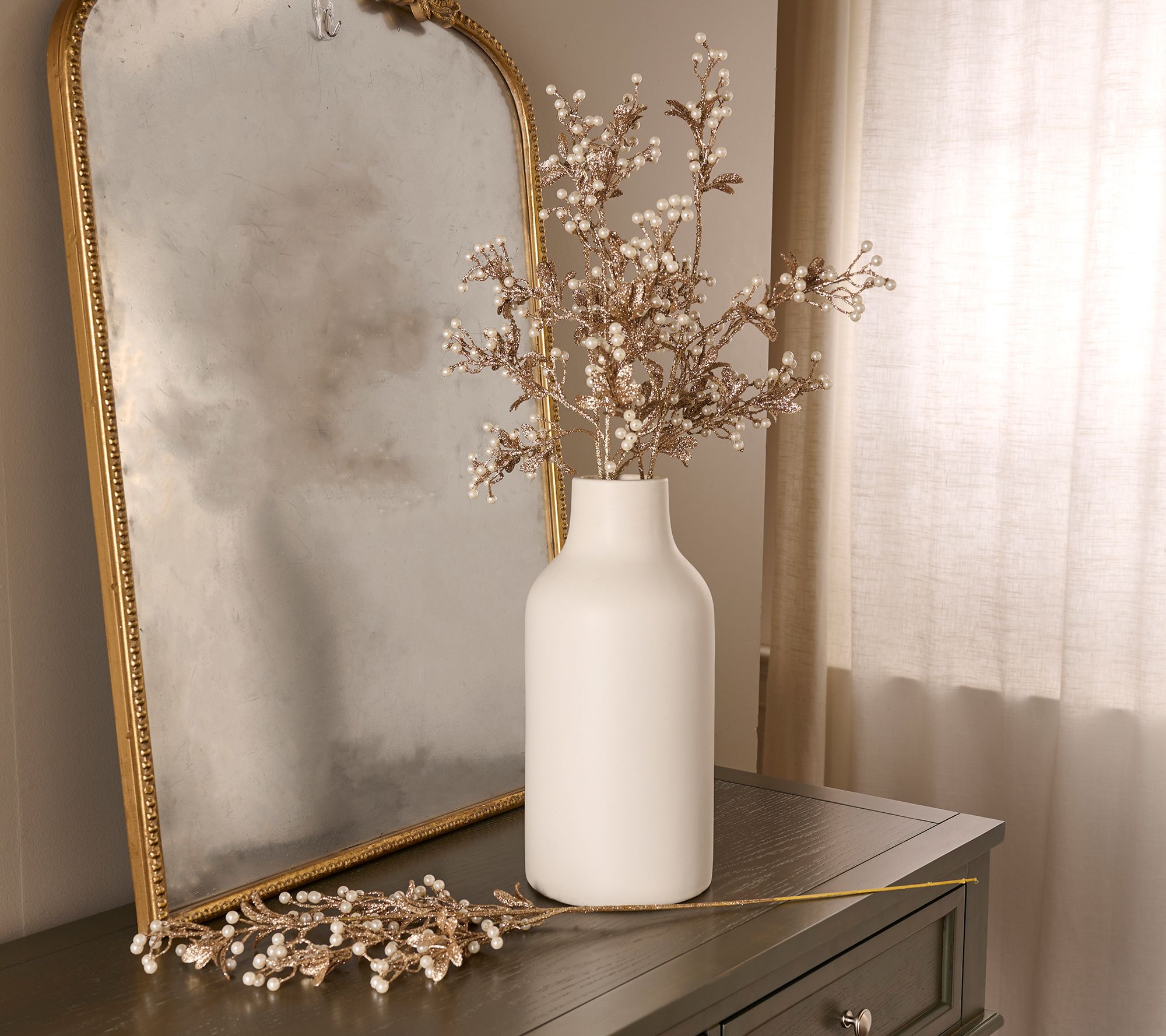 Set of 4 Glittered Pearl Sprays by Valerie