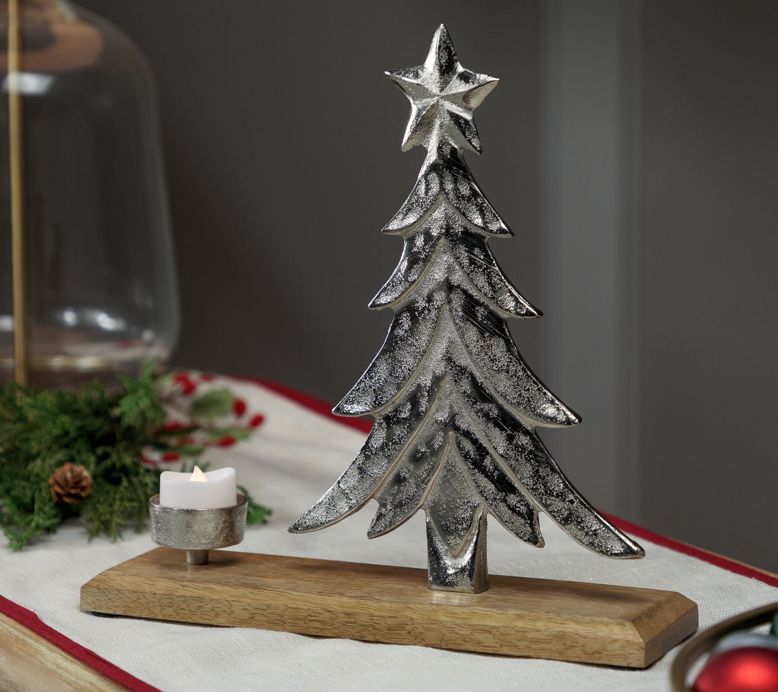 Northlight 11.5" Downswept Tree Christmas Tealight Holder