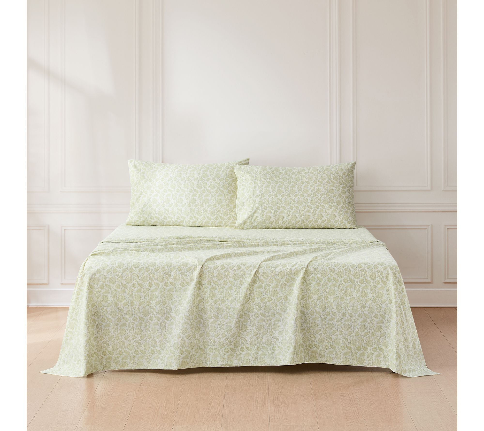 Lush Decor Floral Jacobean Cotton Sheet Set Sage 4Pc Set King