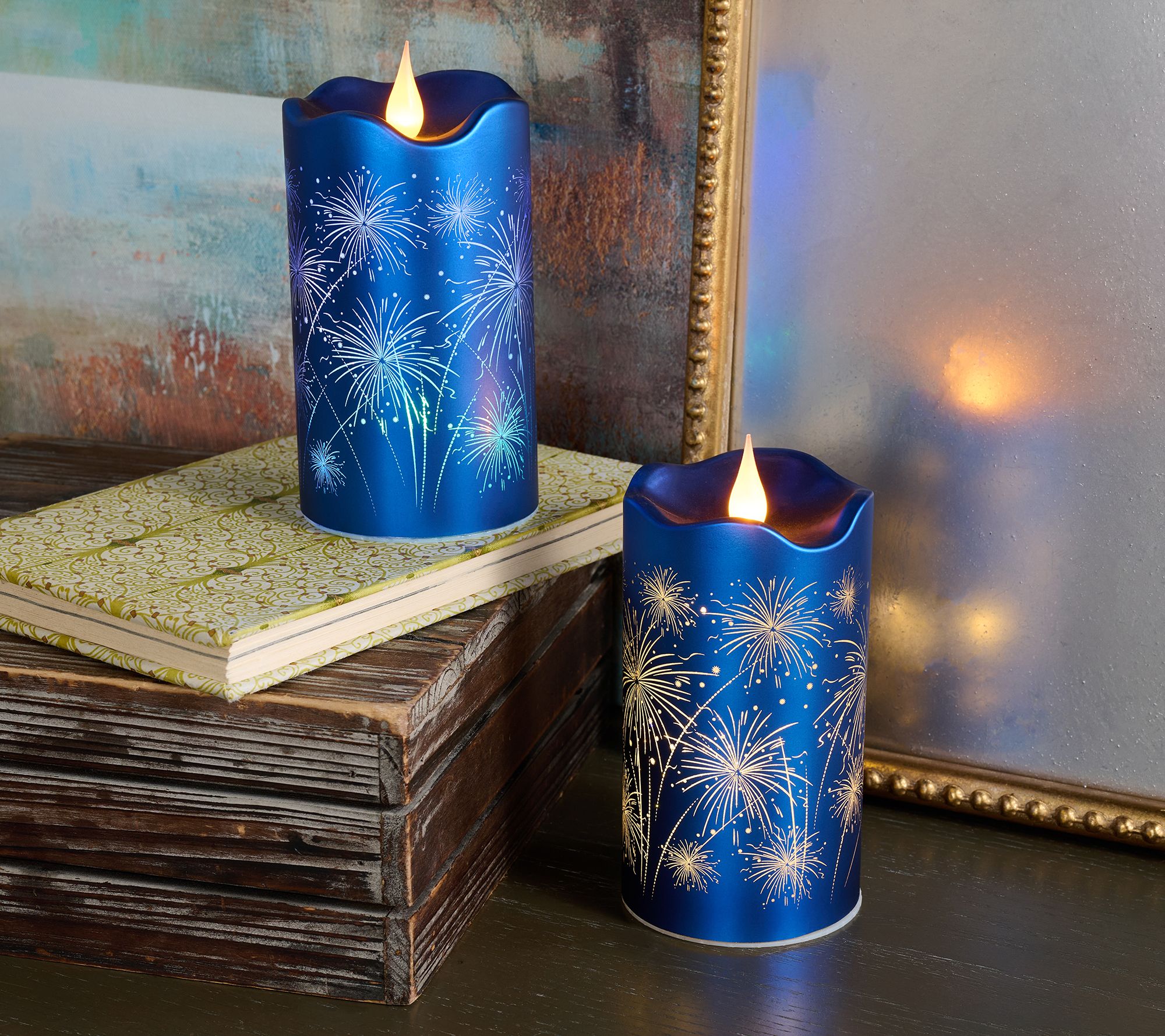 Set of 2 6.5" Celebration Fireworks Candles by Valerie