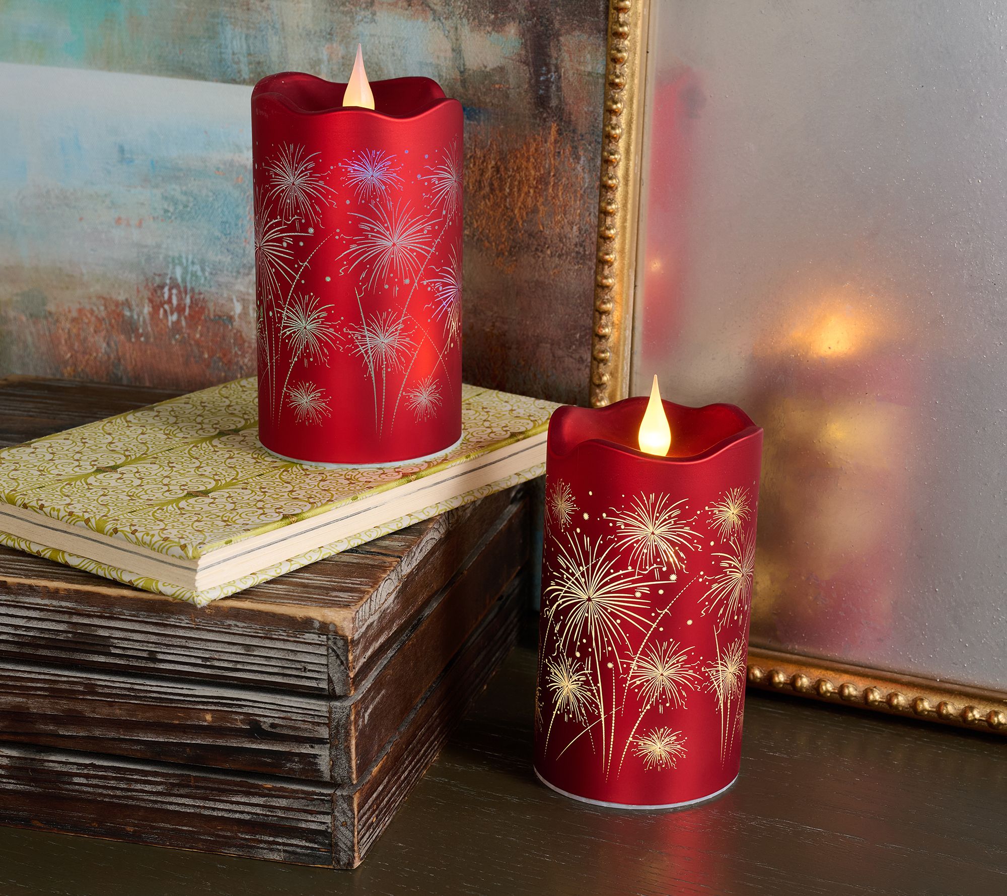 Set of 2 6.5" Celebration Fireworks Candles by Valerie