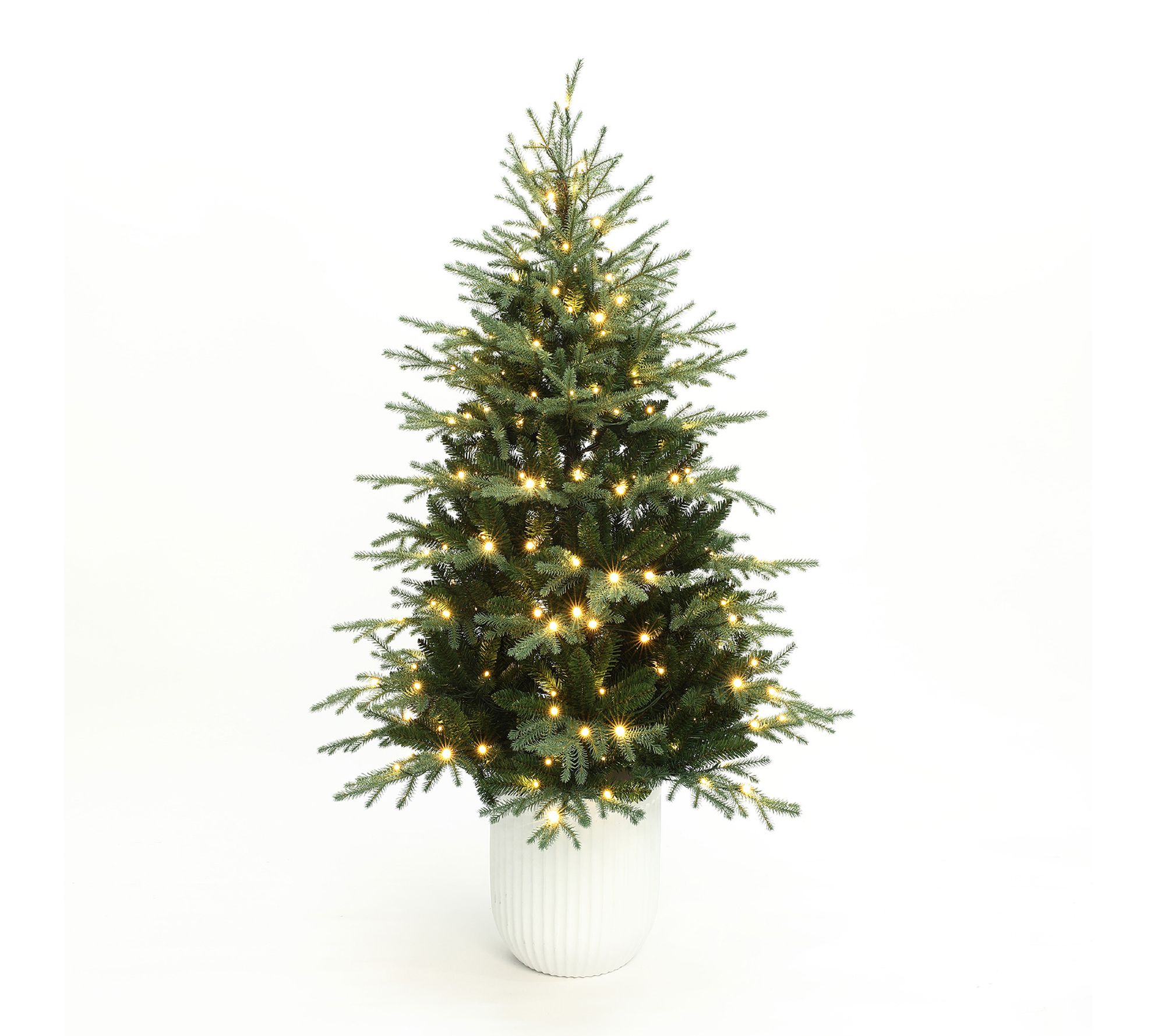 LuxenHome 6Ft Pre-Lit Artificial Christmas Treein White Pot