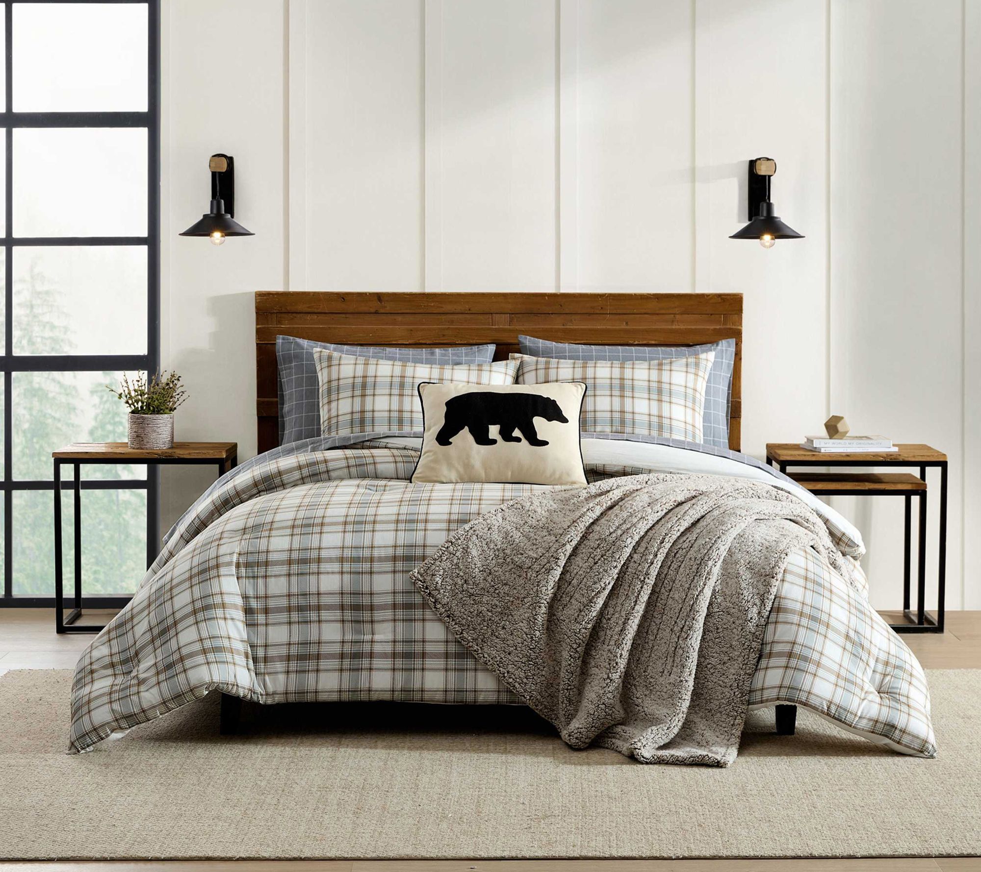 Eddie Bauer Ashland Plaid Beige Cotton King Comforter Set