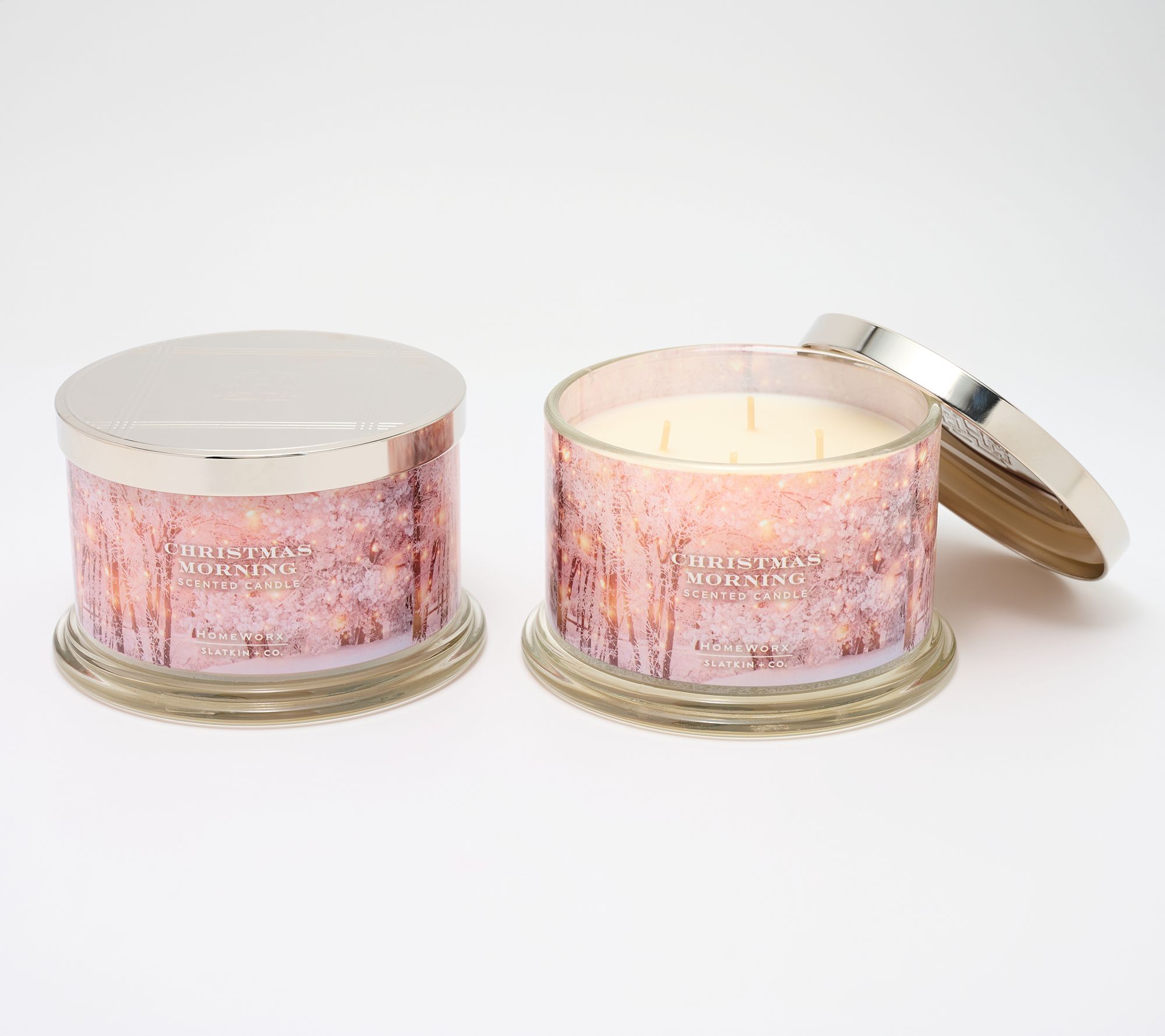 HomeWorx by Slatkin + Co. S/2 18oz Christmas Morning Candles