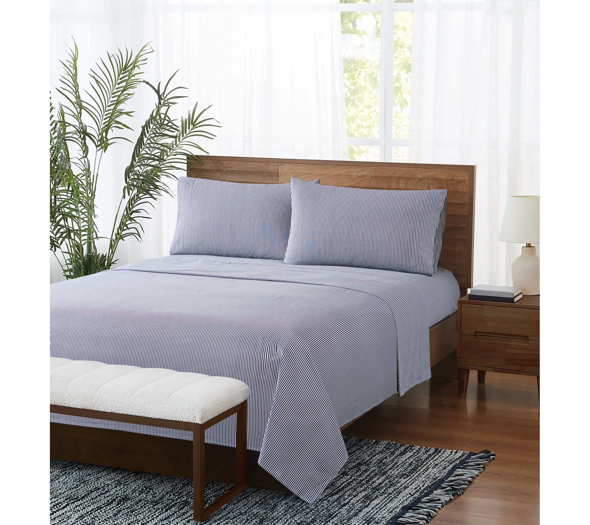 Brooklyn Loom Pinstripe Queen 4 Piece Sheet Set