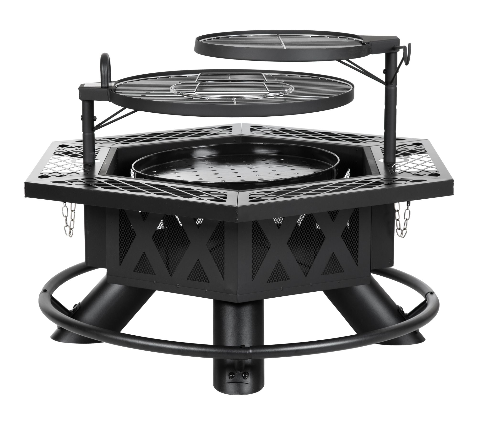 HEATMAXX Wood Burning Hex Shaped Fire Pit withCooking Grill