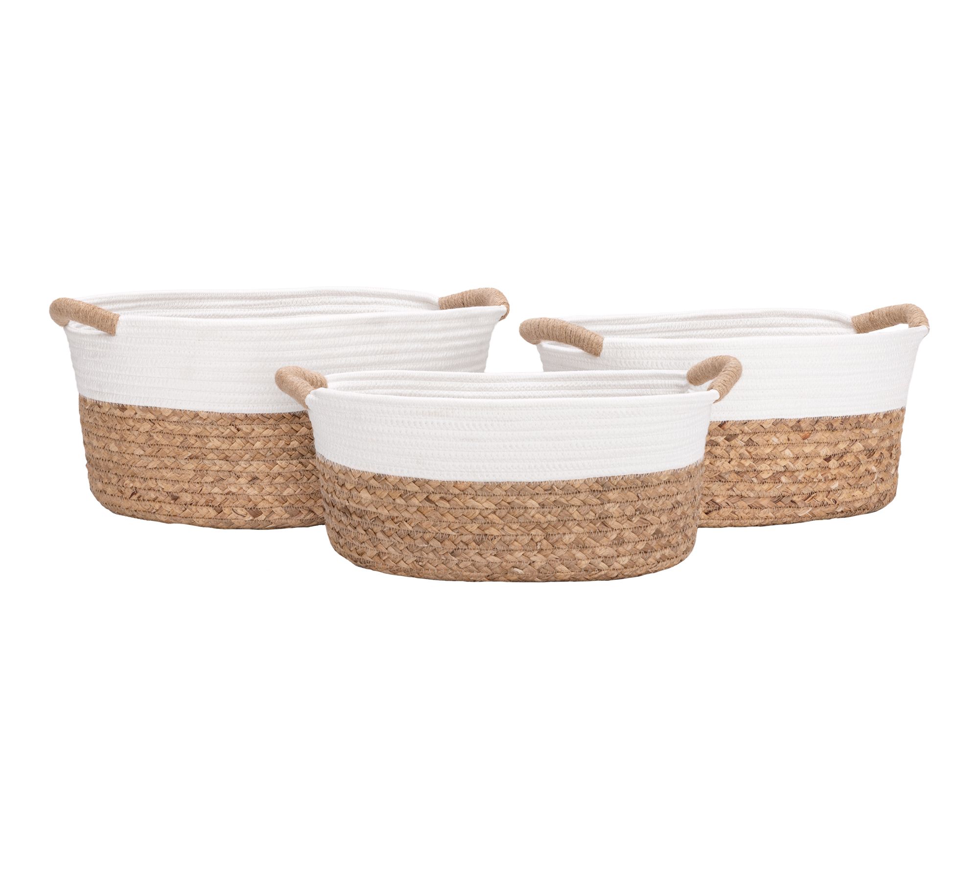 Seville Classics 3-Piece Natural Water HyacinthBasket Set