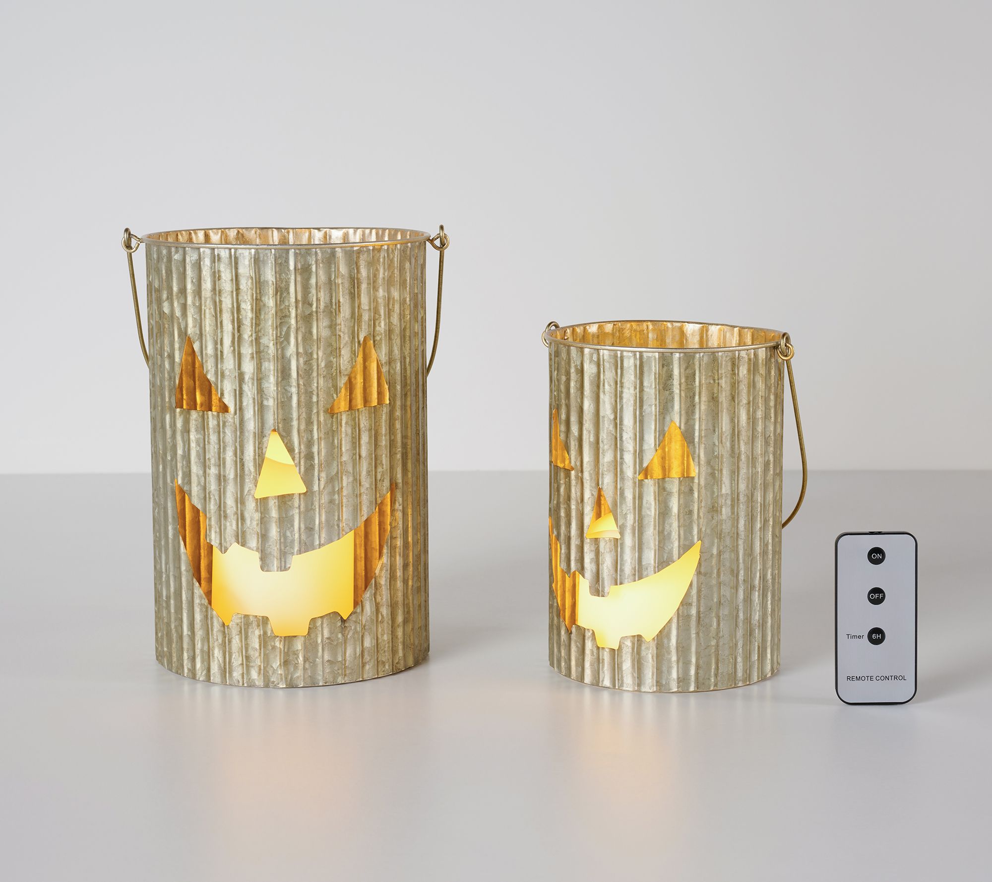 Home Reflections S/2 Metal Jack-O-Lantern Pillar Holders